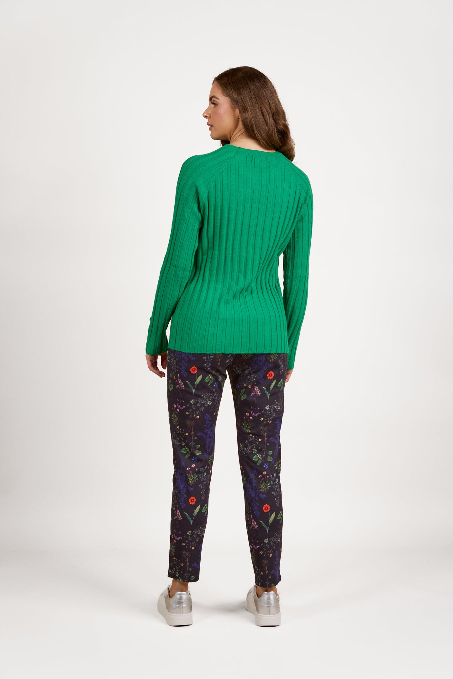 1071 Jungle - Round Neck Ribbed Knit Jumper with Dome Cuff Detail - Vassalli