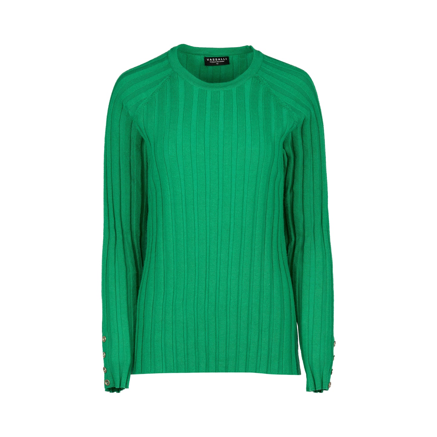 1071 Jungle - Round Neck Ribbed Knit Jumper with Dome Cuff Detail - Vassalli