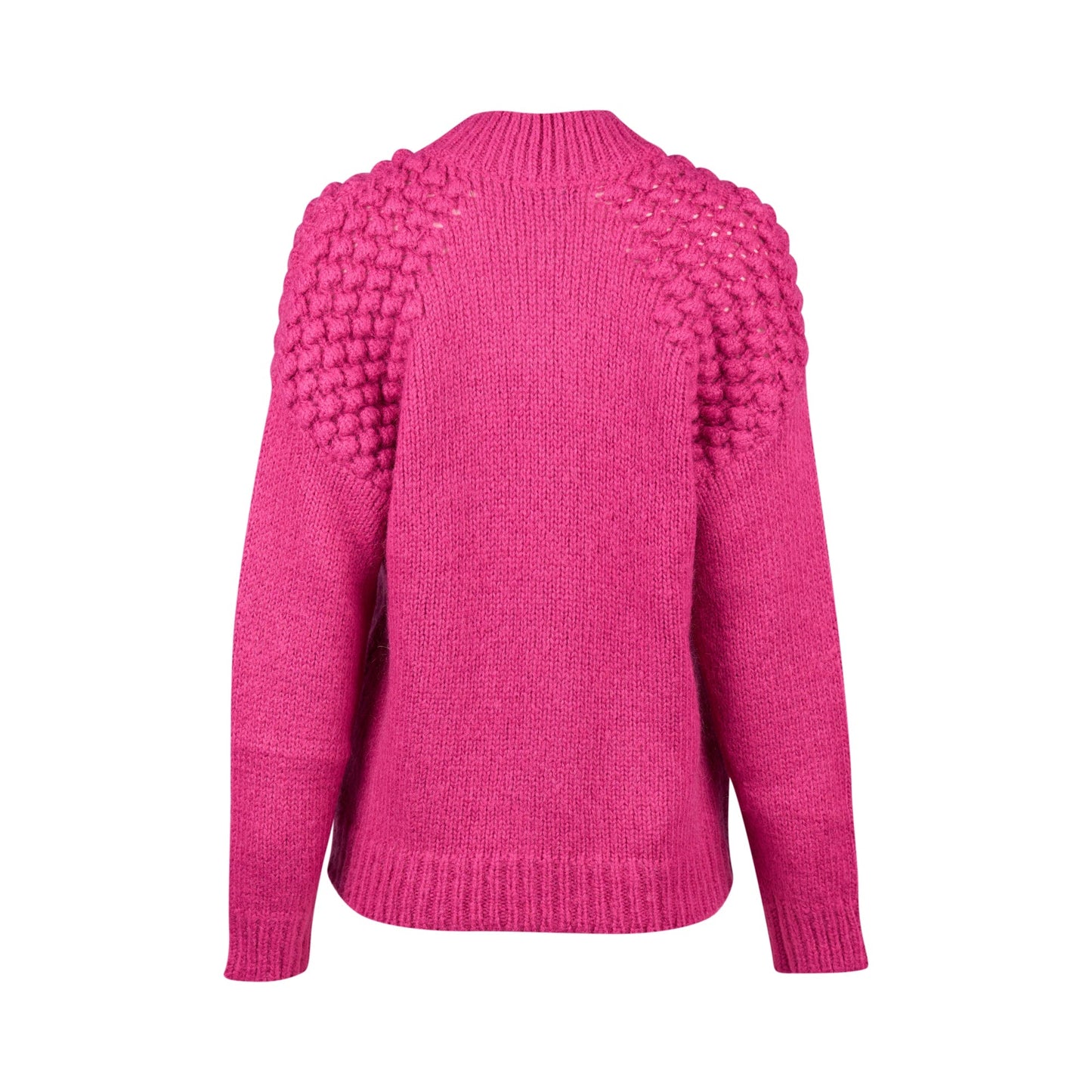 1081 Magenta - Bobble Detail Sweater with High Neck - Vassalli