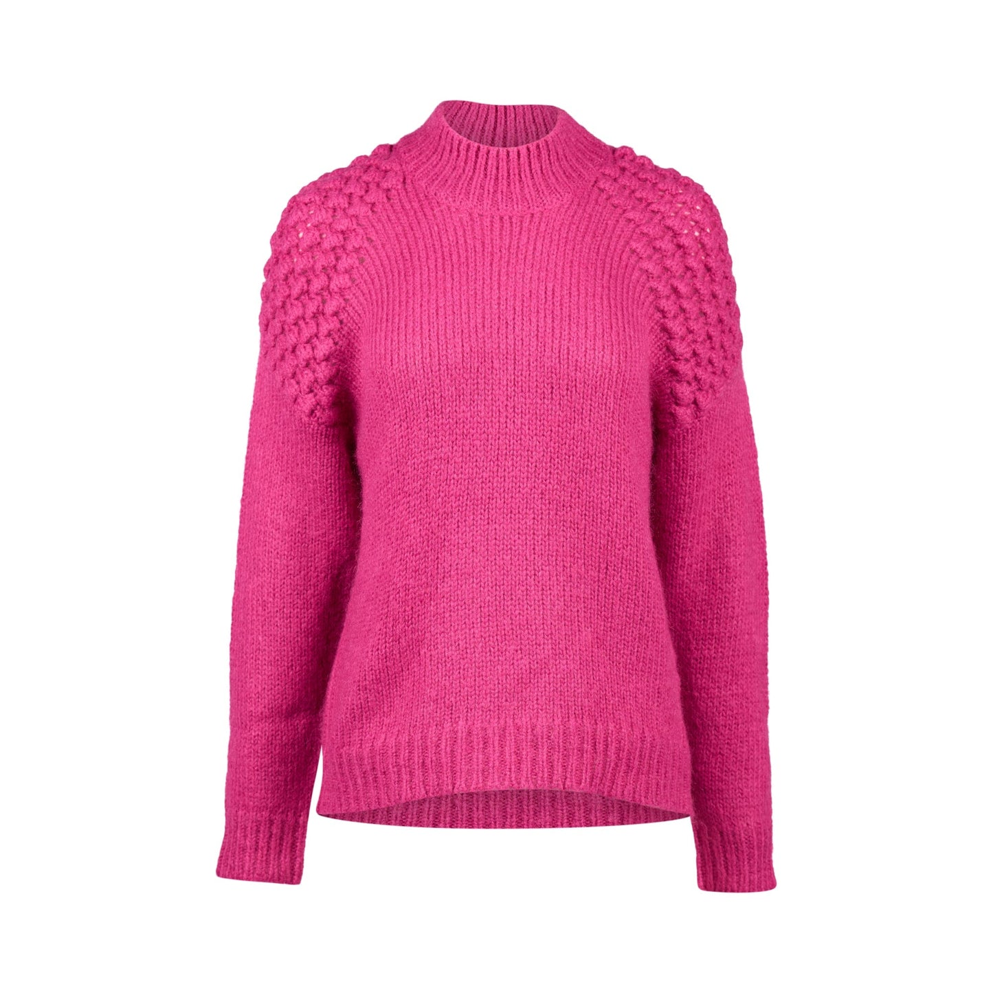 1081 Magenta - Bobble Detail Sweater with High Neck - Vassalli