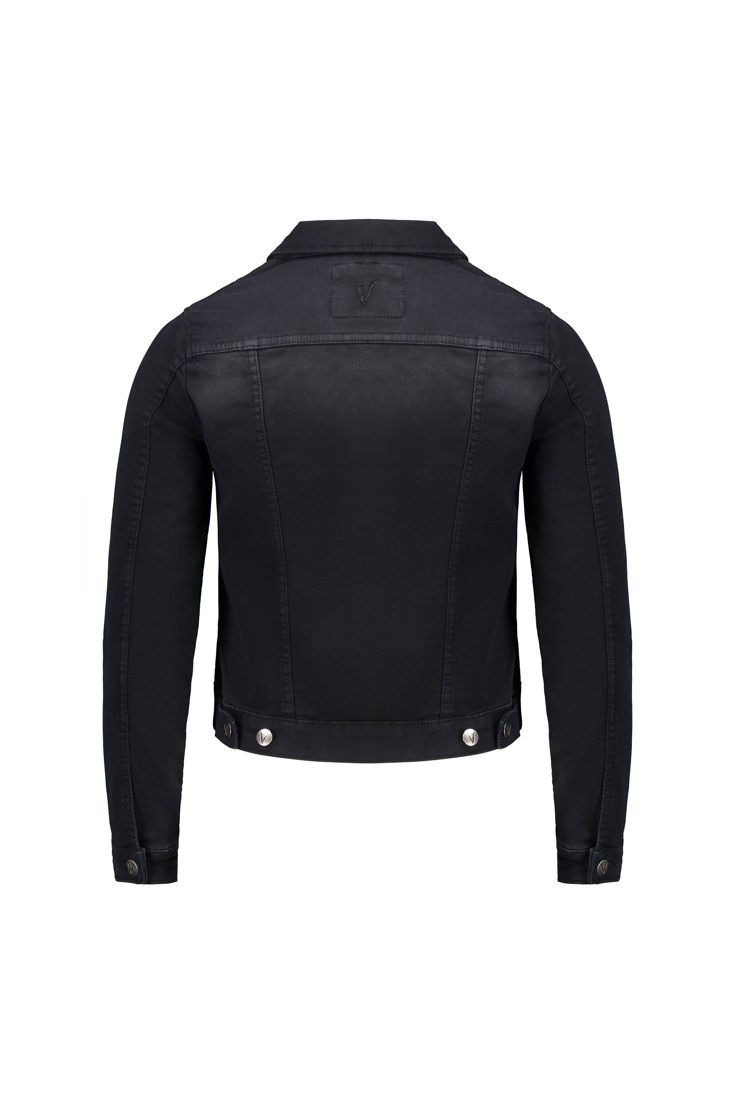 2053K Black - Knit Denim Button-Up Jacket - Vassalli