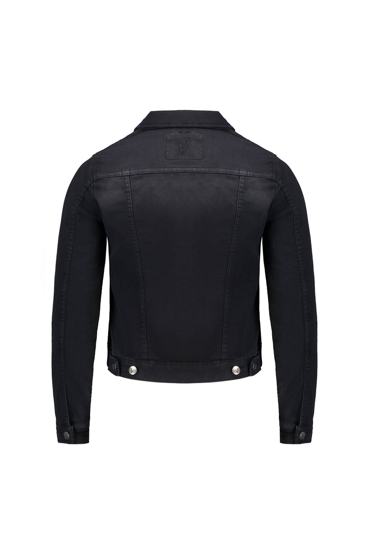 2053K Black - Knit Denim Button-Up Jacket - Vassalli