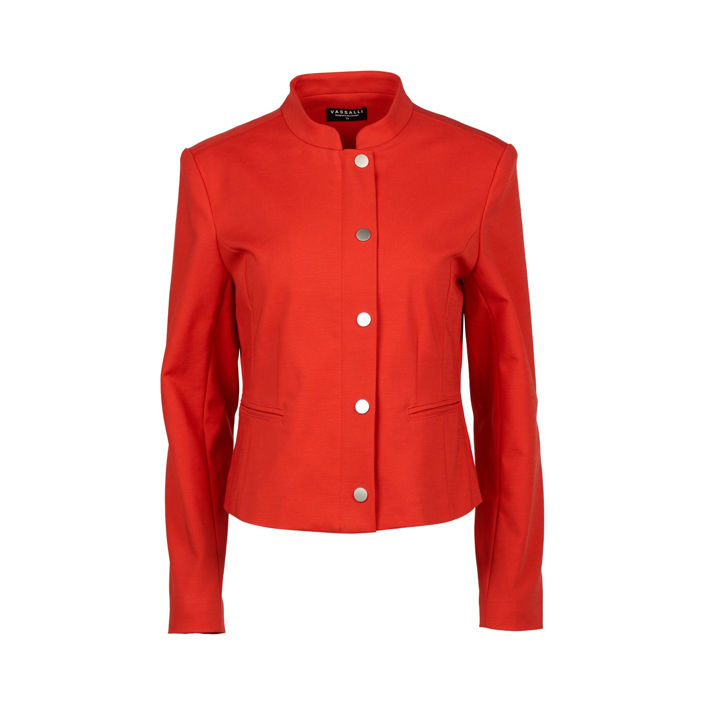 2084 Blood Orange - Collarless Short Jacket with Concealed Zip - Vassalli