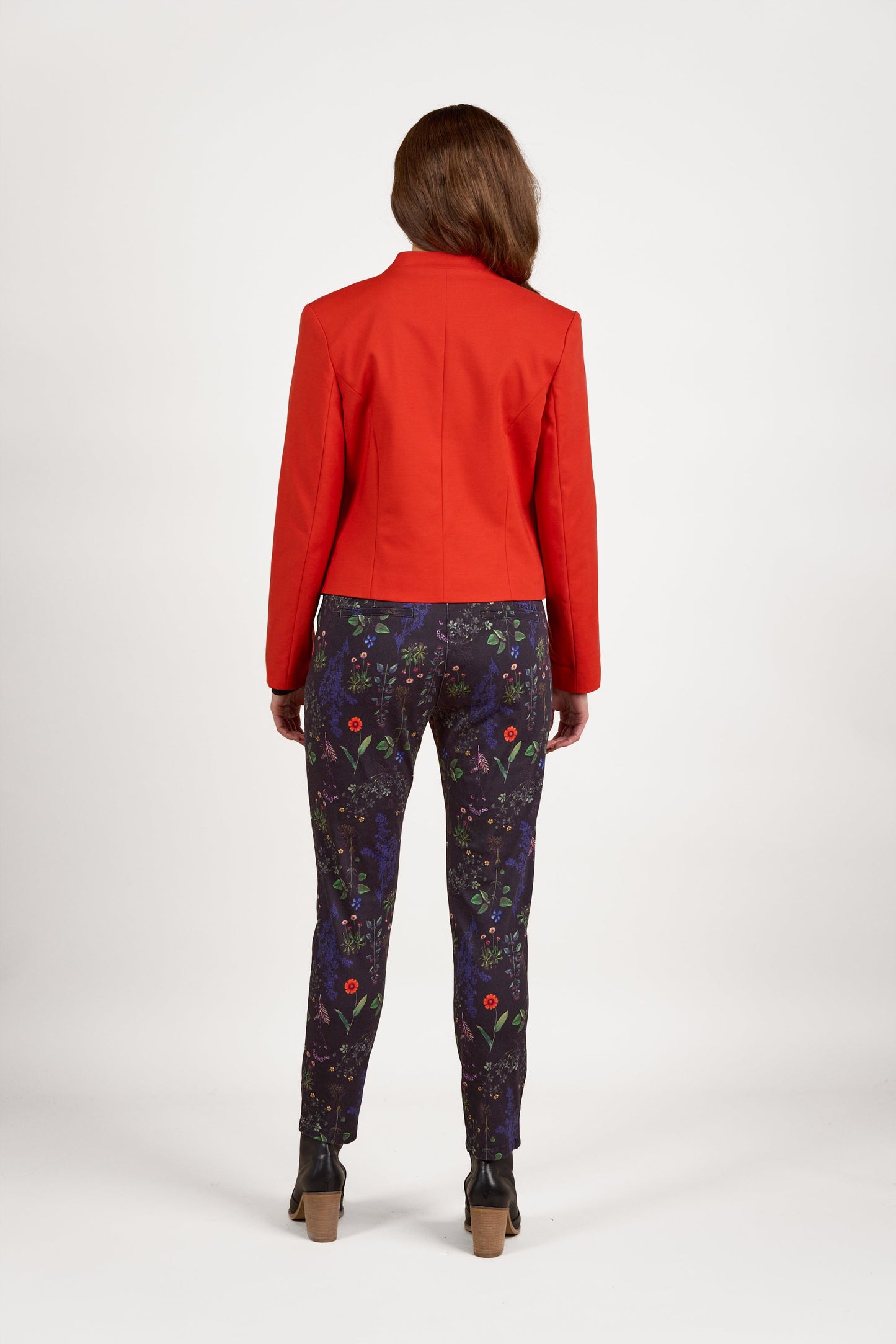 2084 Blood Orange - Collarless Short Jacket with Concealed Zip - Vassalli