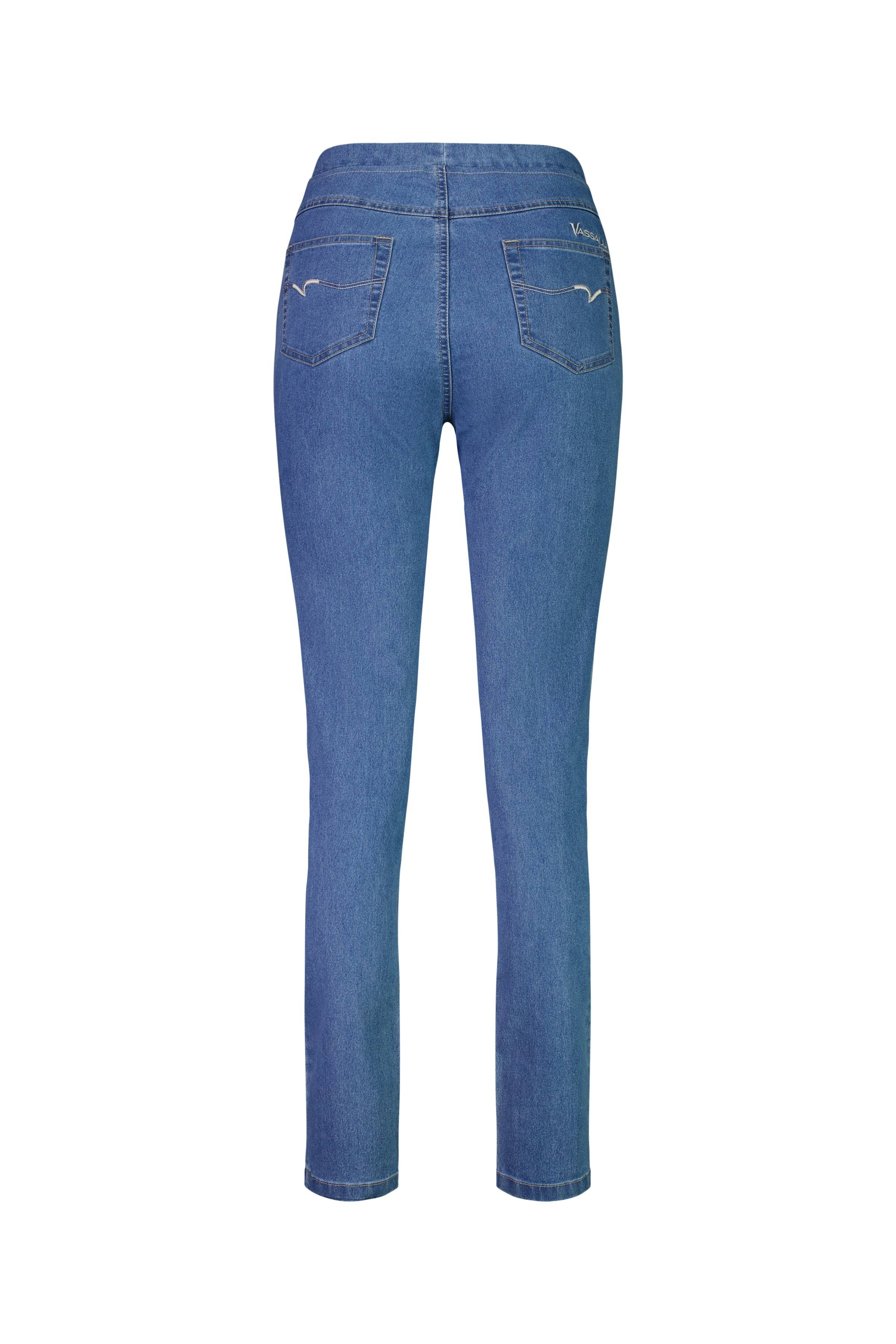 230CS Light Denim - Skinny Leg Full Length Contrast Stitch Denim Pull-On - Vassalli