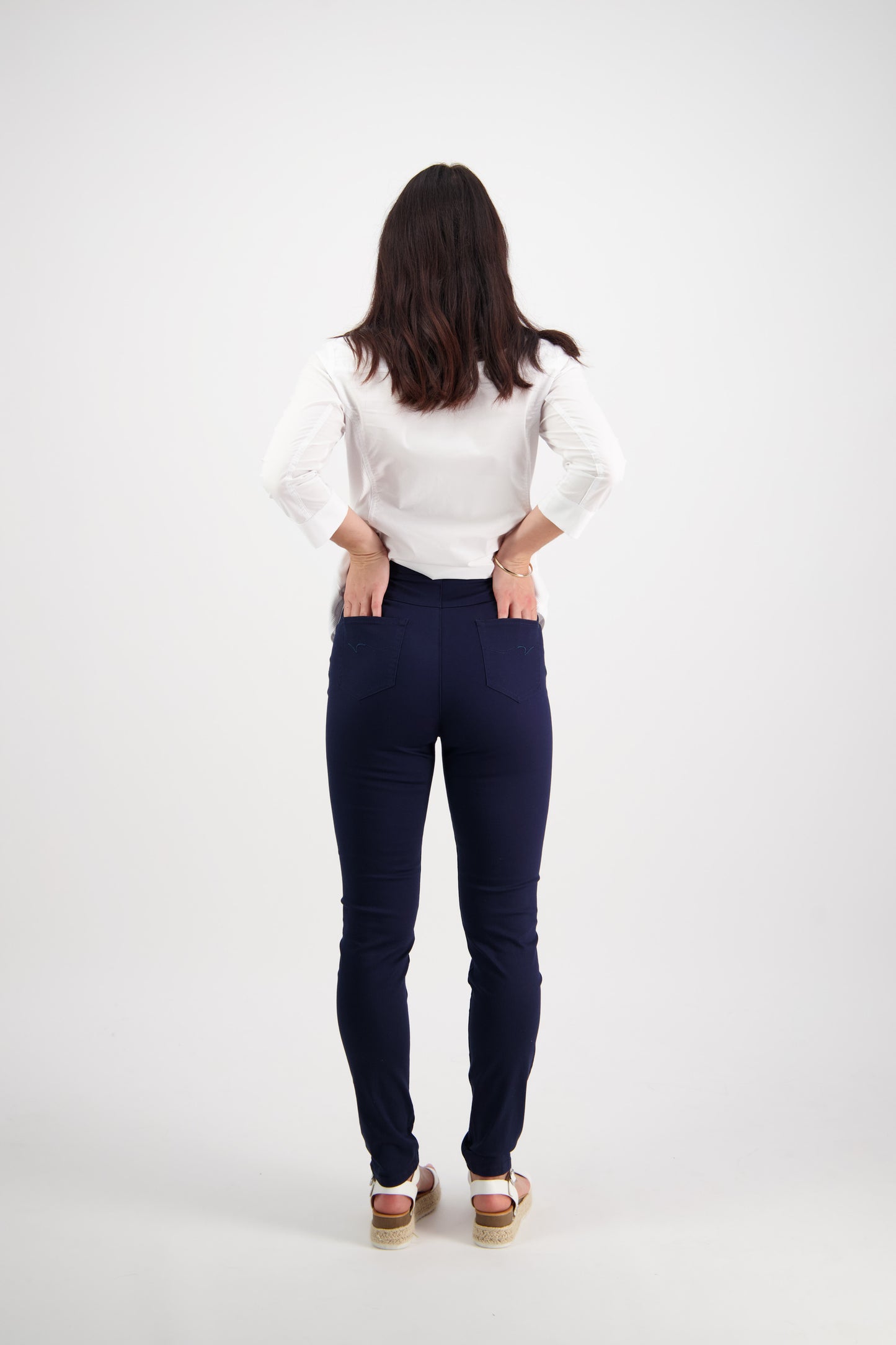 230LW Navy - Plain Skinny Leg Full Length Lightweight Pull On - Vassalli