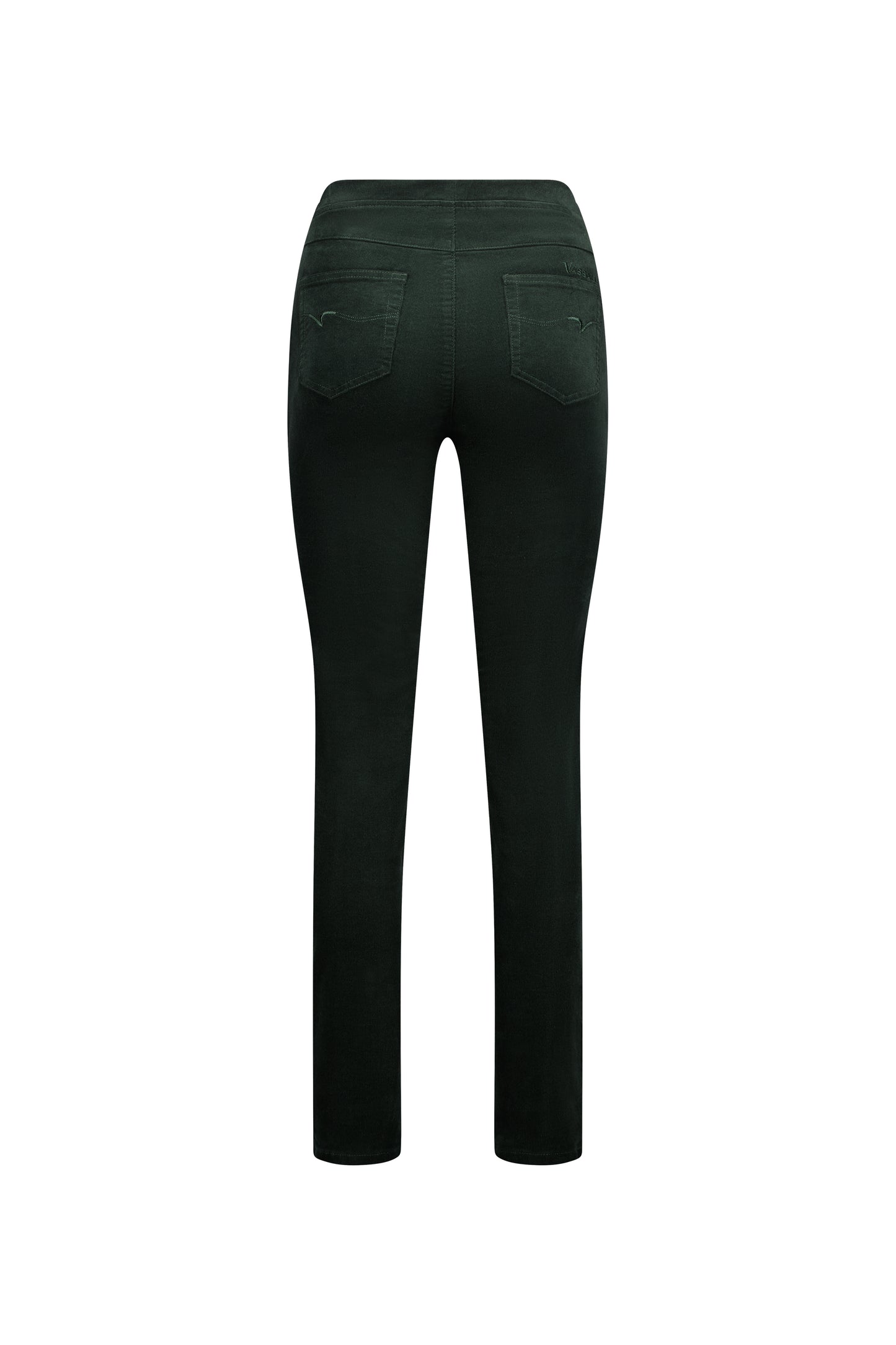 230M Olive - Skinny Leg Full Length Pinwale Cord Pull On - Vassalli