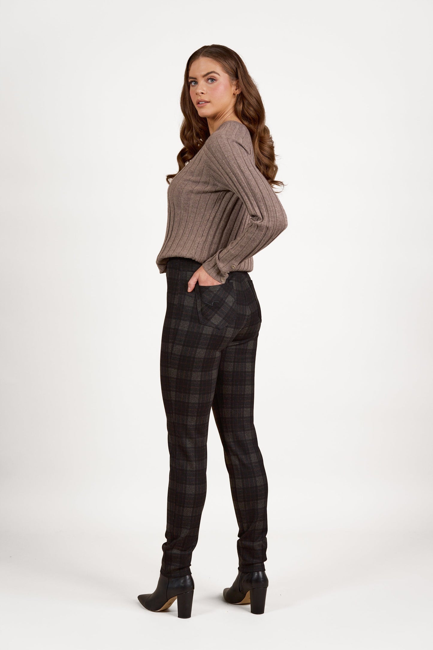 230 Oak - Skinny Leg Full Length Printed Ponti Pull On - Vassalli