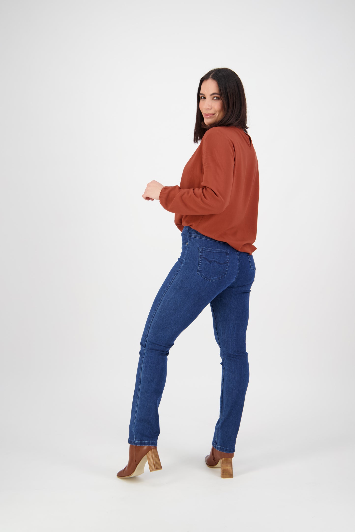 234DN Blue Denim - Slim Leg Full Length Denim Pull-On - Vassalli