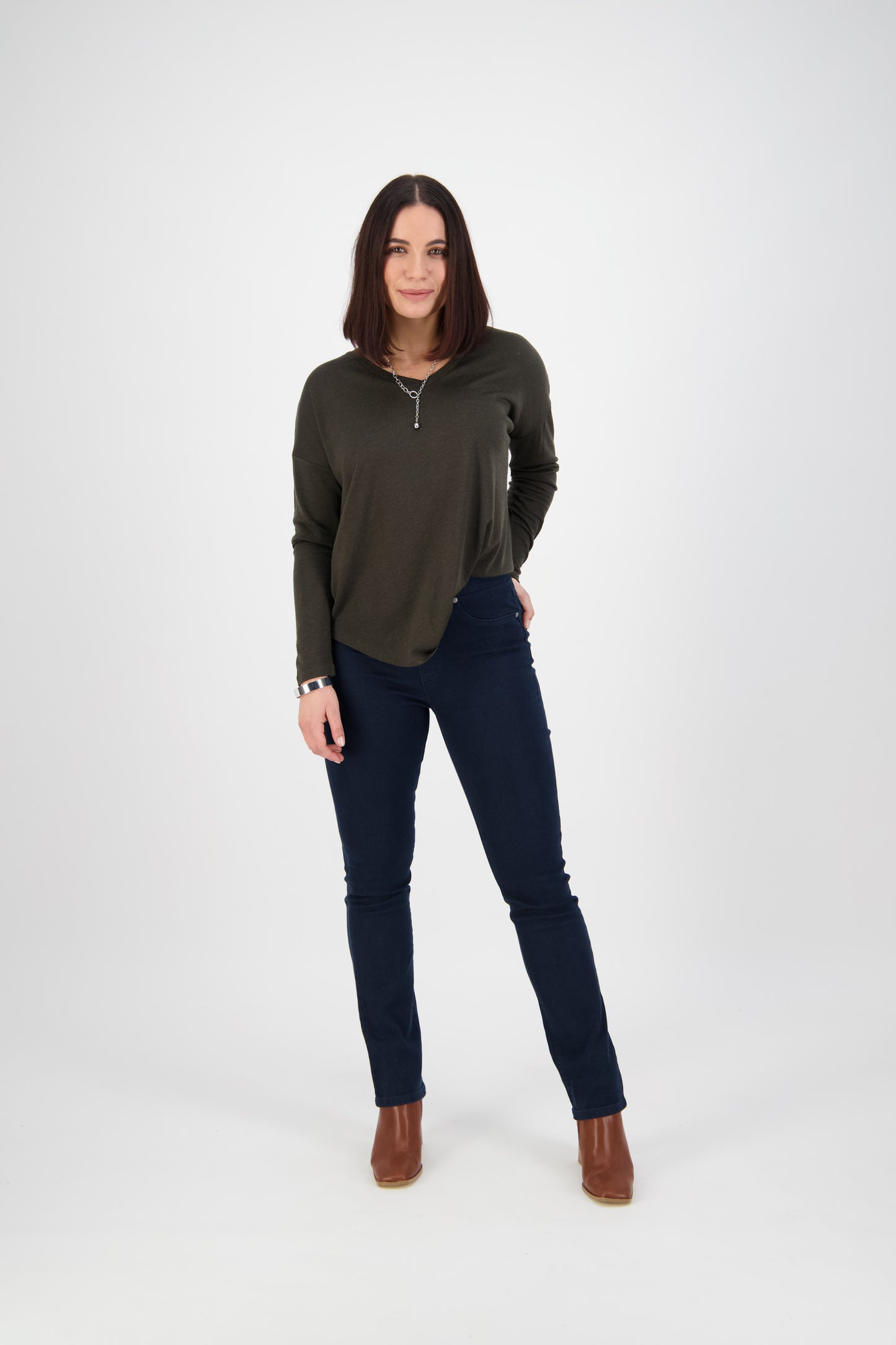 234DN Indigo Denim - Slim Leg Full Length Denim Pull On - Vassalli