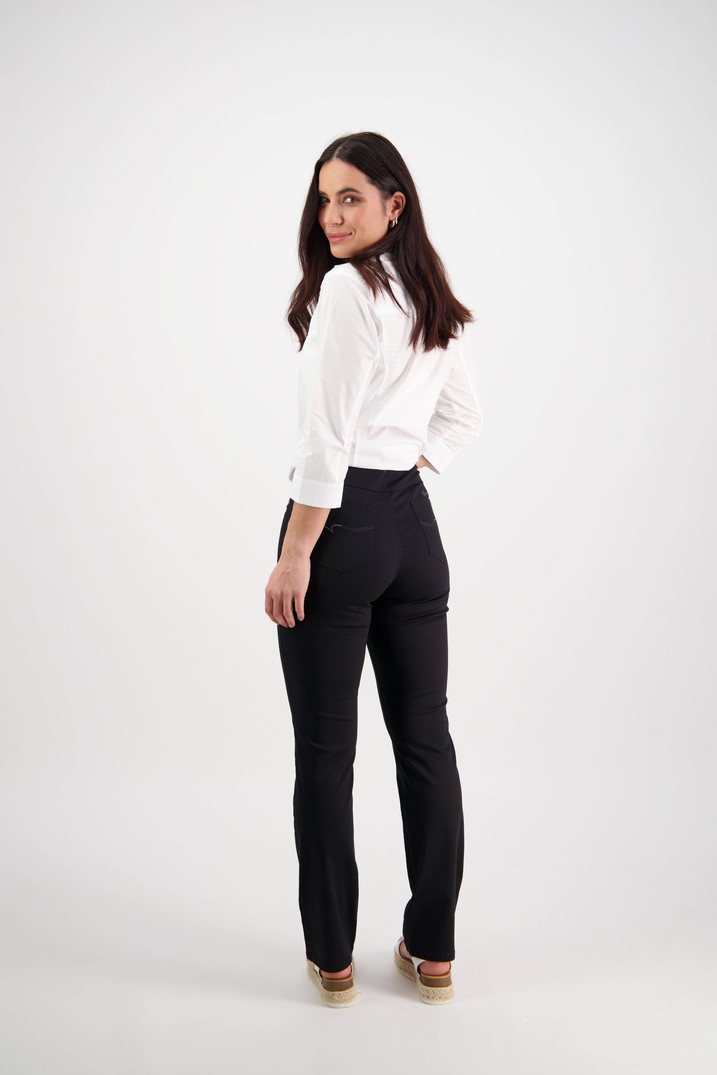 234LW Black - Plain Slim Leg Full Length Lightweight Pull-On - Vassalli