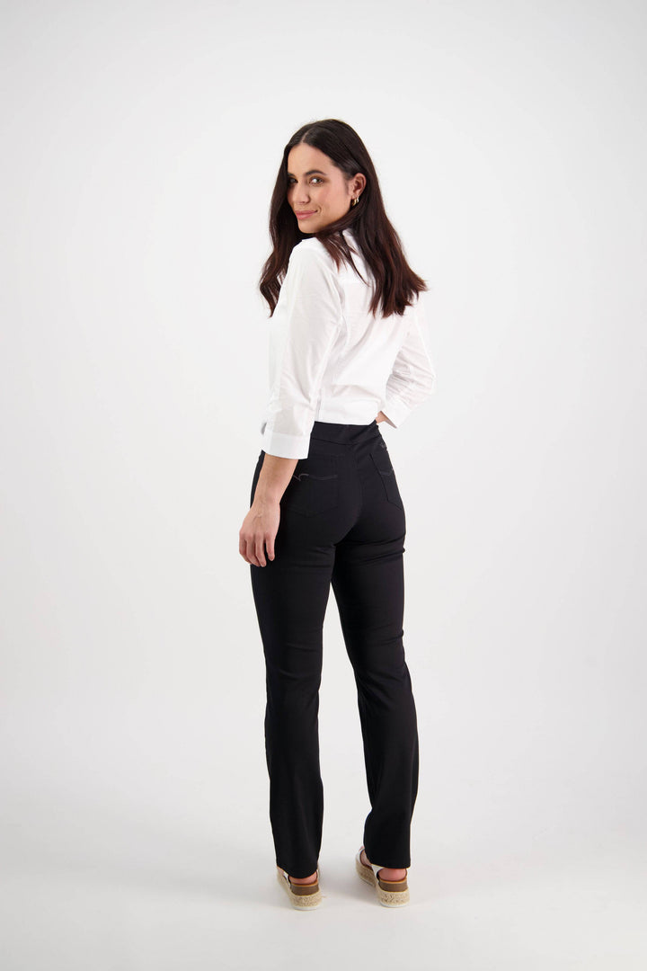 234LW Black - Plain Slim Leg Full Length Lightweight Pull-On - Vassalli
