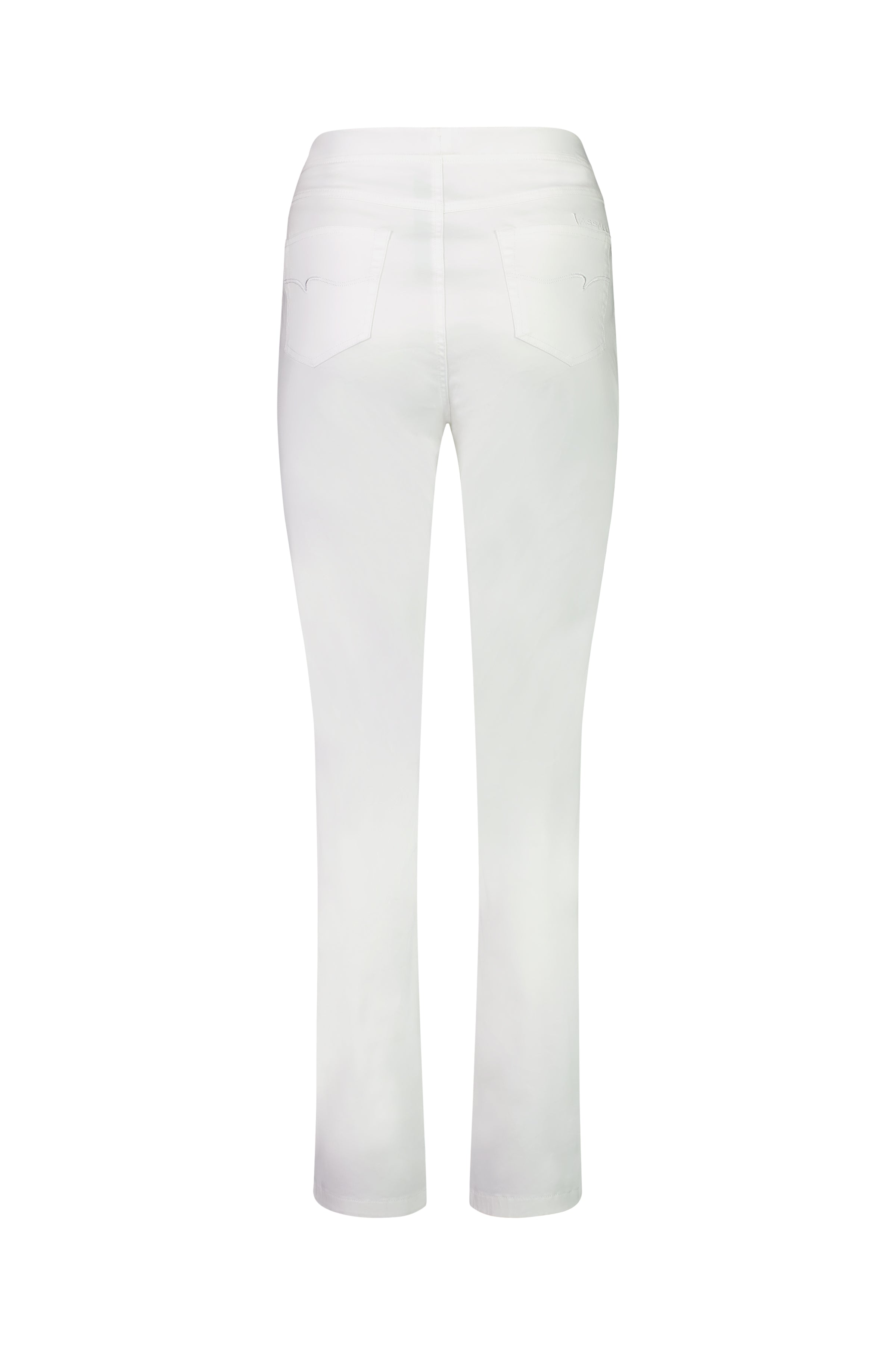 234LW White - Plain Slim Leg Full Length Lightweight Pull-On - Vassalli