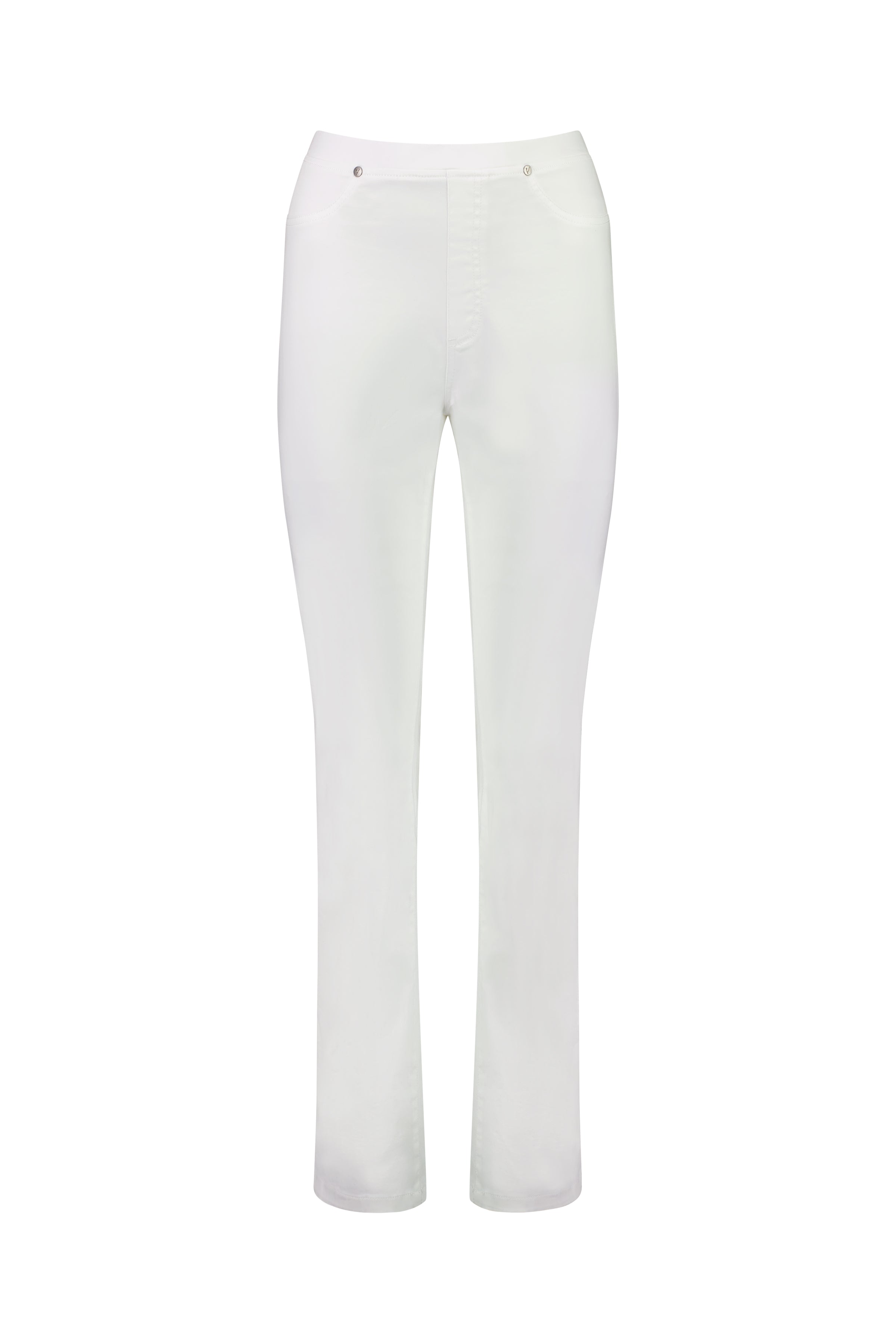 234LW White - Plain Slim Leg Full Length Lightweight Pull-On - Vassalli