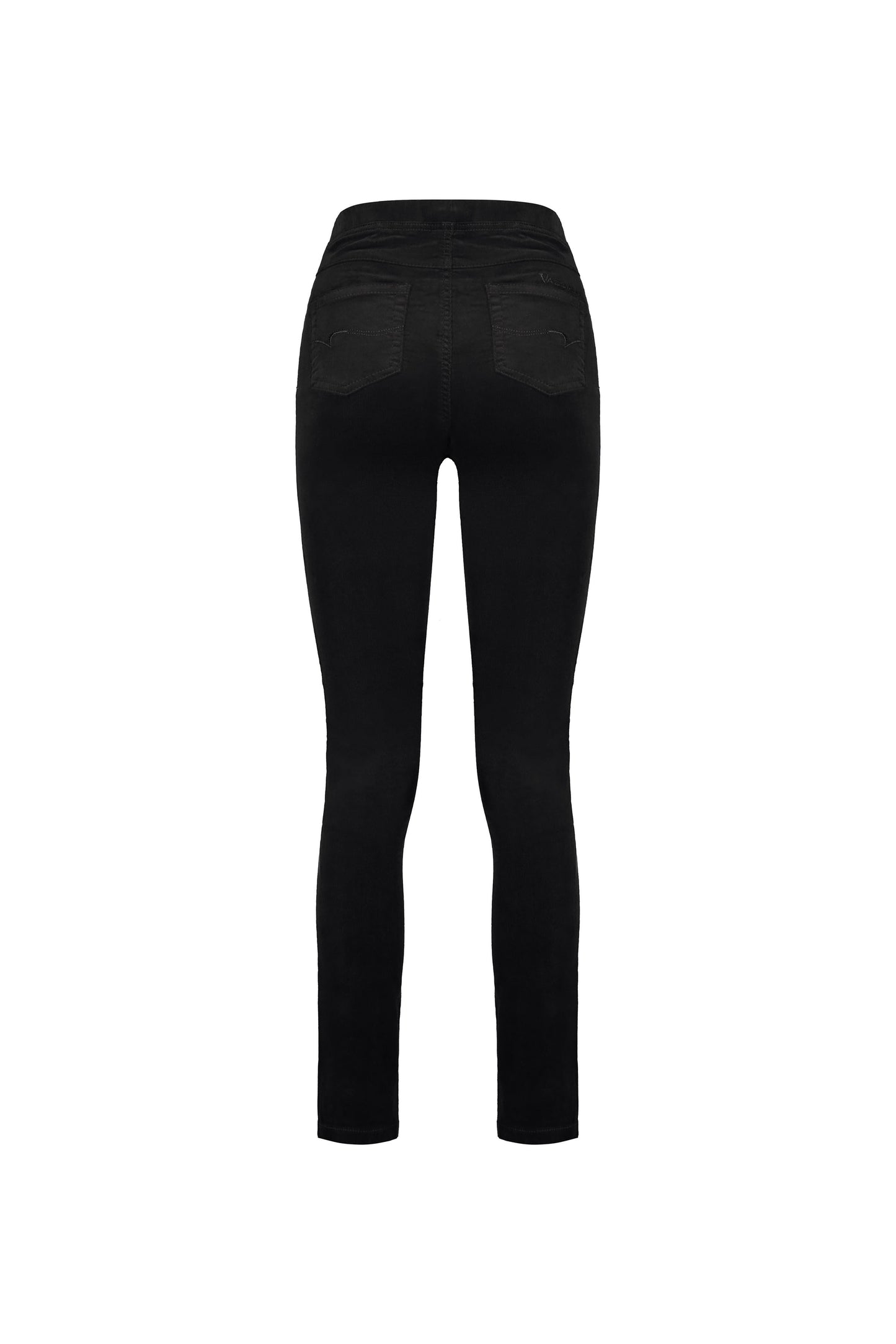 234M Black - Slim Leg Full Length Pinwale Cord Pull-On - Vassalli
