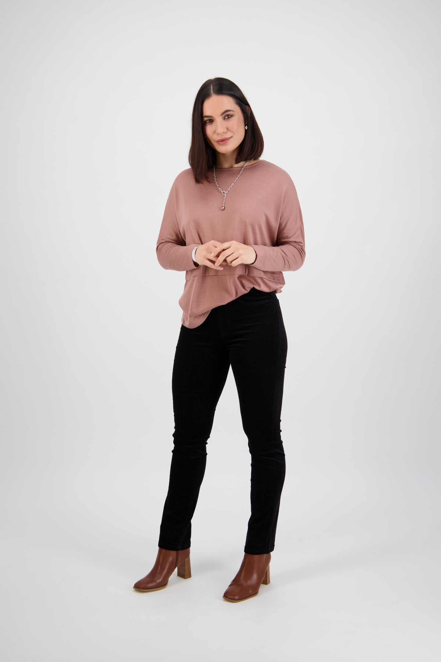 234M Black - Slim Leg Full Length Pinwale Cord Pull-On - Vassalli