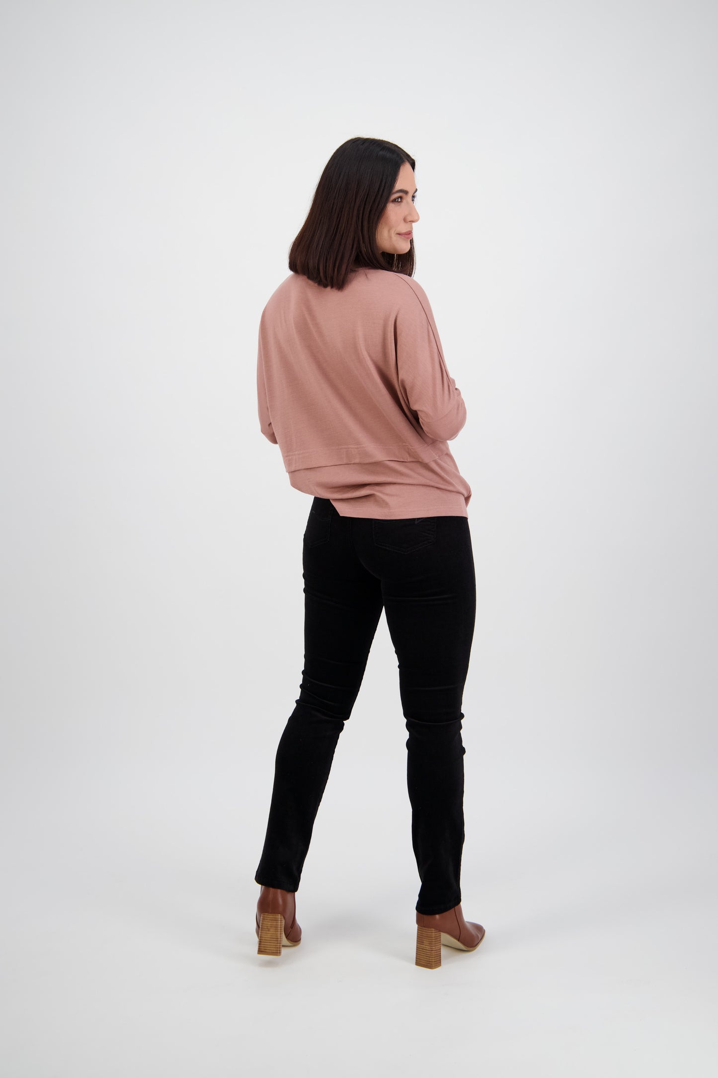 234M Black - Slim Leg Full Length Pinwale Cord Pull-On - Vassalli