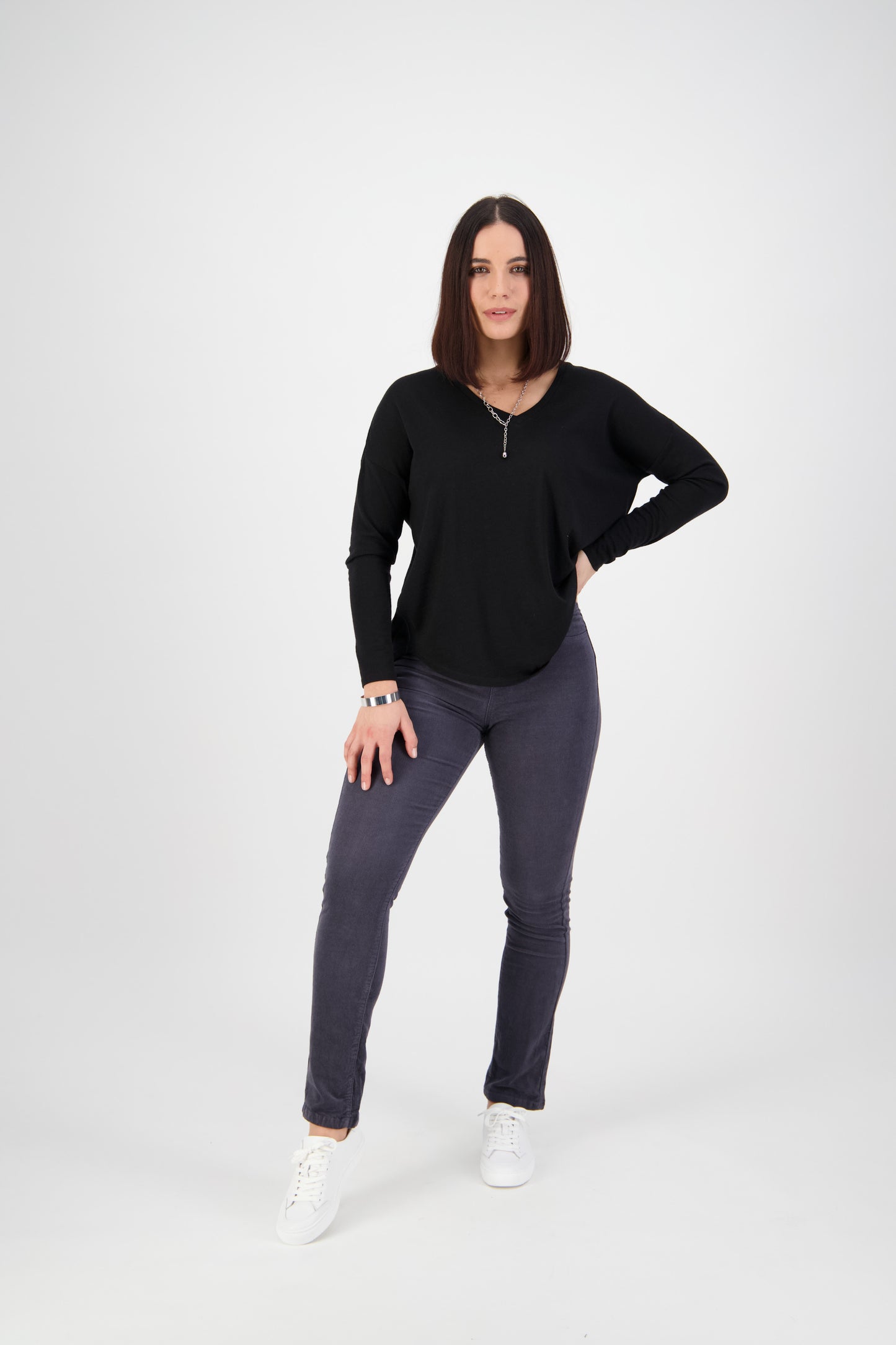 234M Graphite - Slim Leg Full Length Cord Pull On - Vassalli