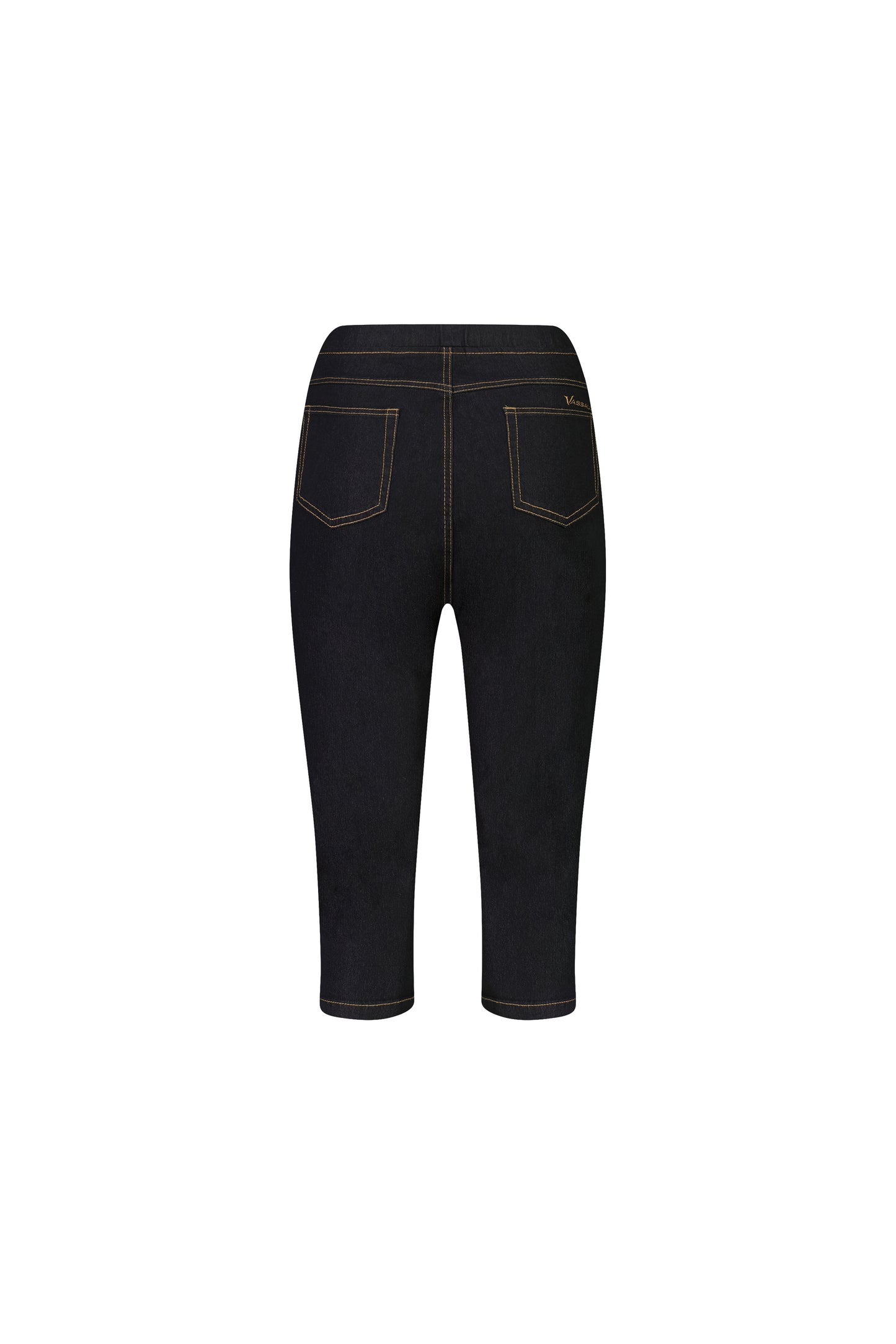 261CS Black Denim - Skinny Leg 3/4 Length Contrast Stitch Denim Pull On