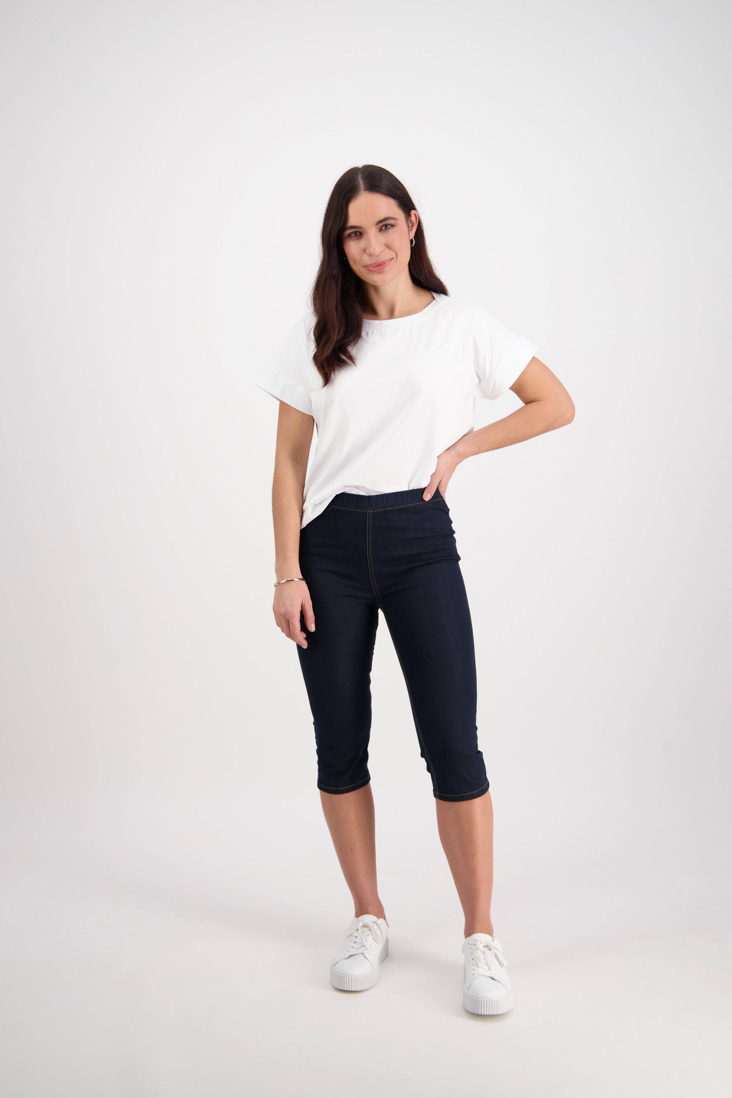 261CS Indigo Denim - Skinny Leg 3/4 Length Contrast Stitch Denim Pull-On - Vassalli