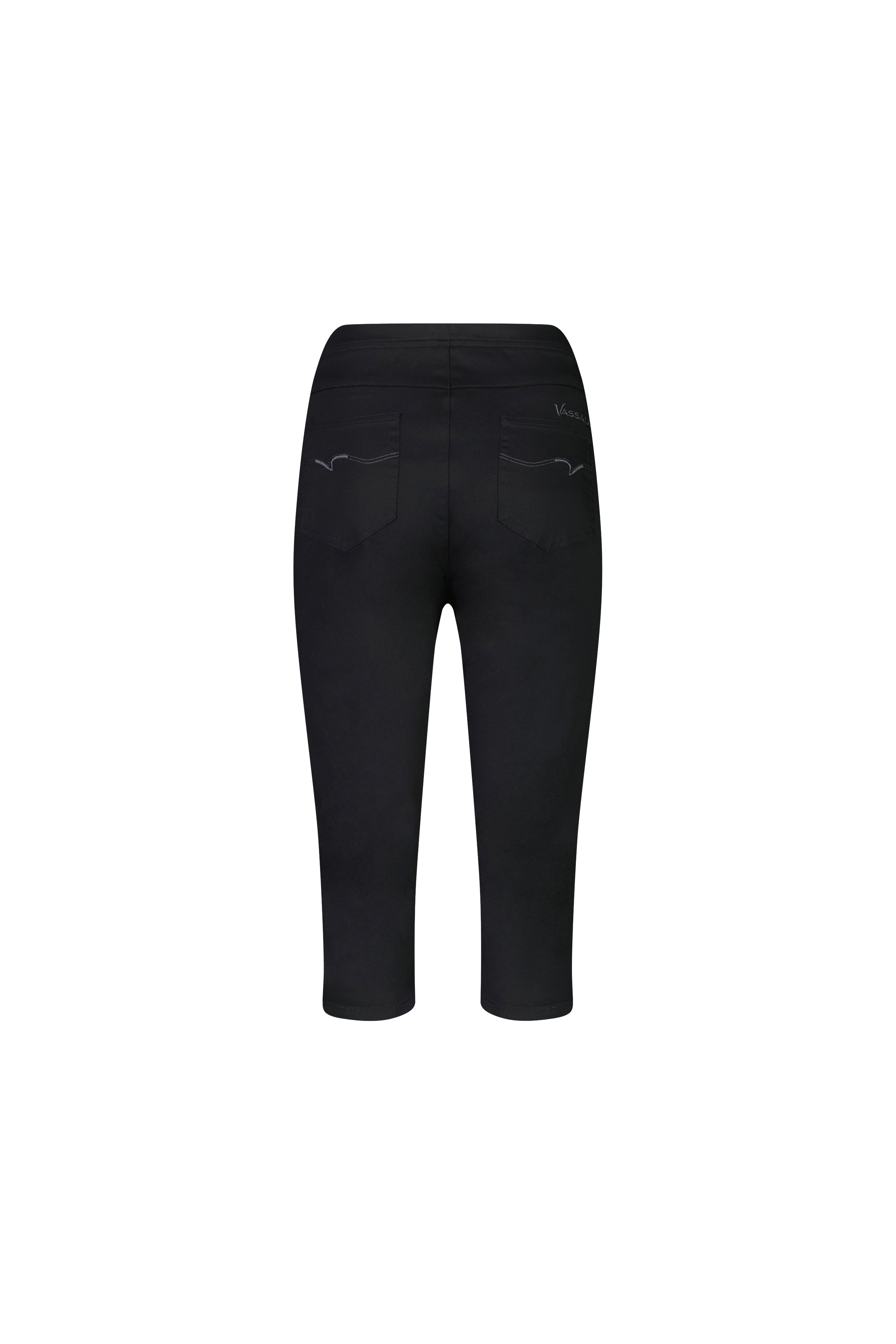 261LW Black - Plain Skinny Leg 3/4 Length Lightweight Pull-On - Vassalli