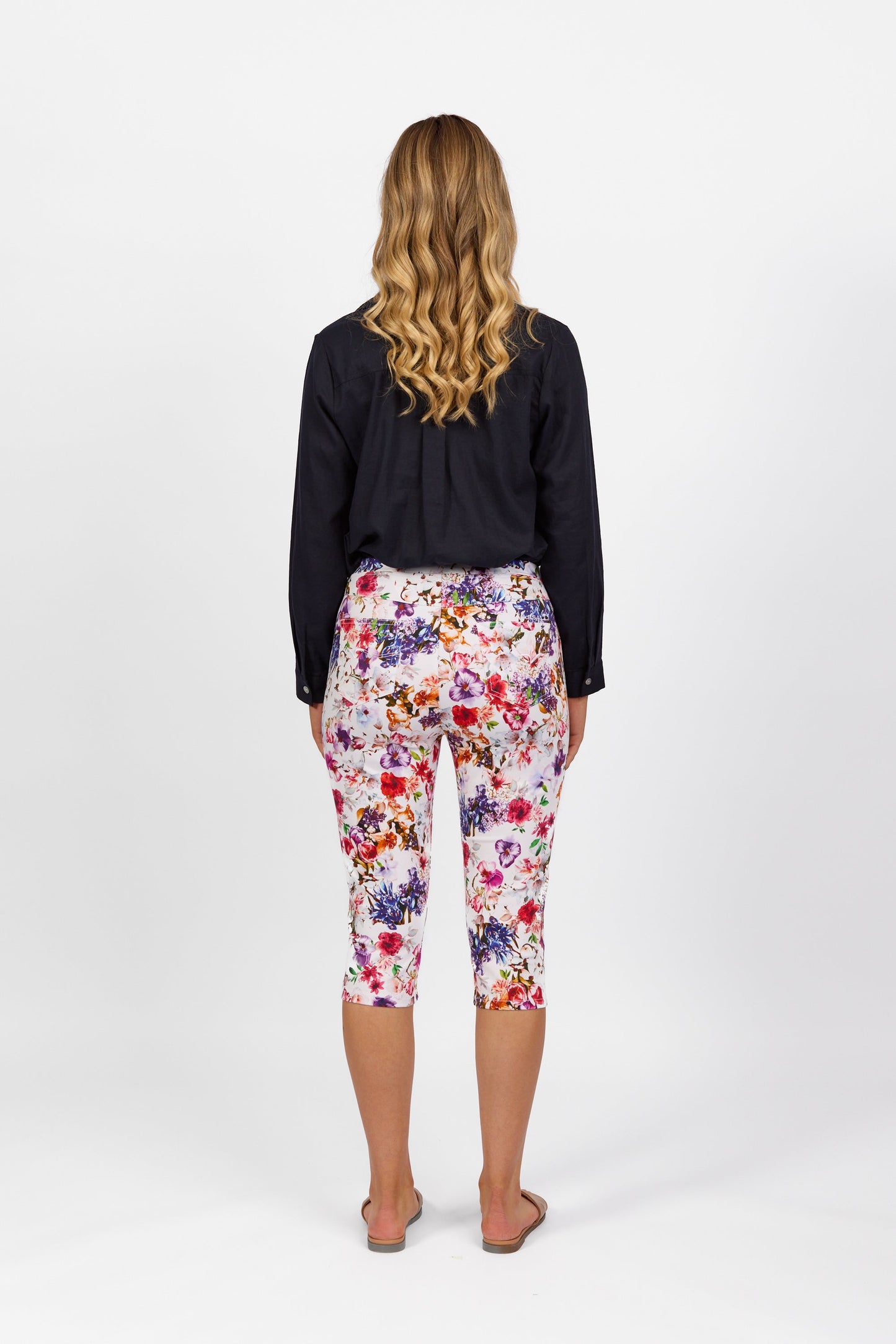 261LW Burst - Printed Skinny Leg 3/4 Length Lightweight Pull On