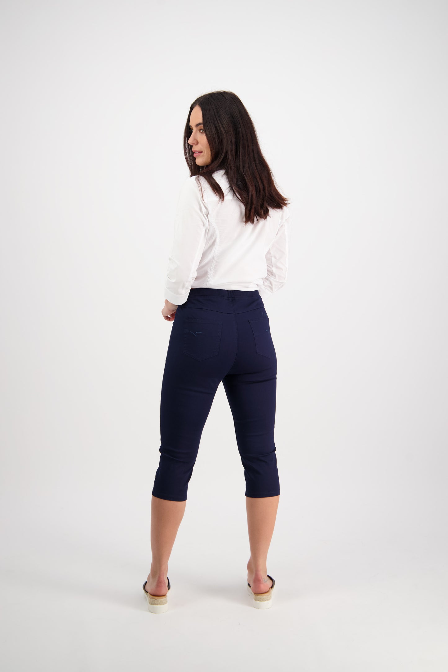 261LW Navy - Plain Skinny Leg 3/4 Length Lightweight Pull On