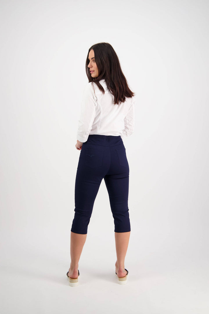 261LW Navy - Plain Skinny Leg 3/4 Length Lightweight Pull-On - Vassalli