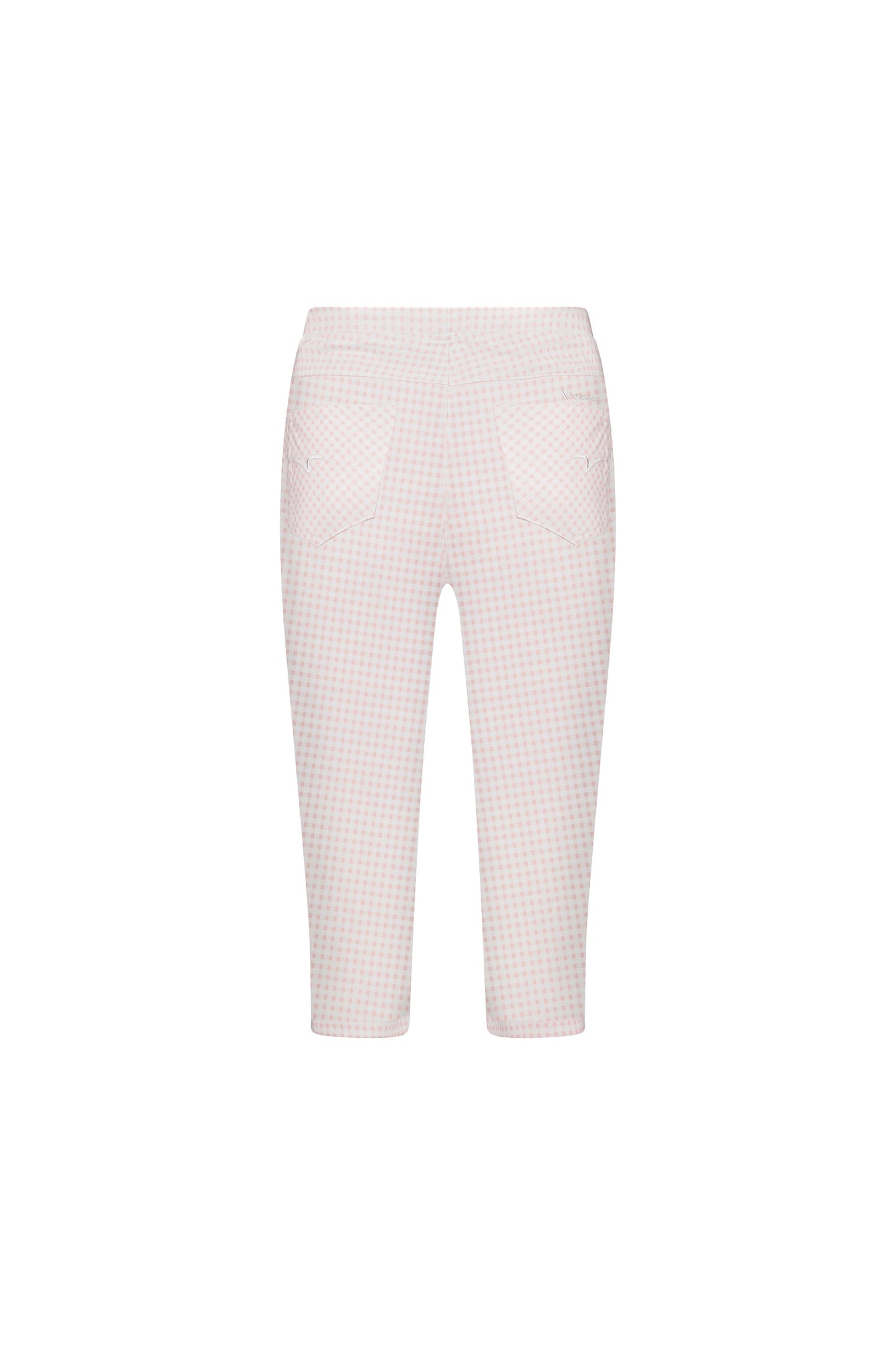 261LW Pink Gingham - Printed Skinny Leg 3/4 Length Lightweight Pull On - Vassalli