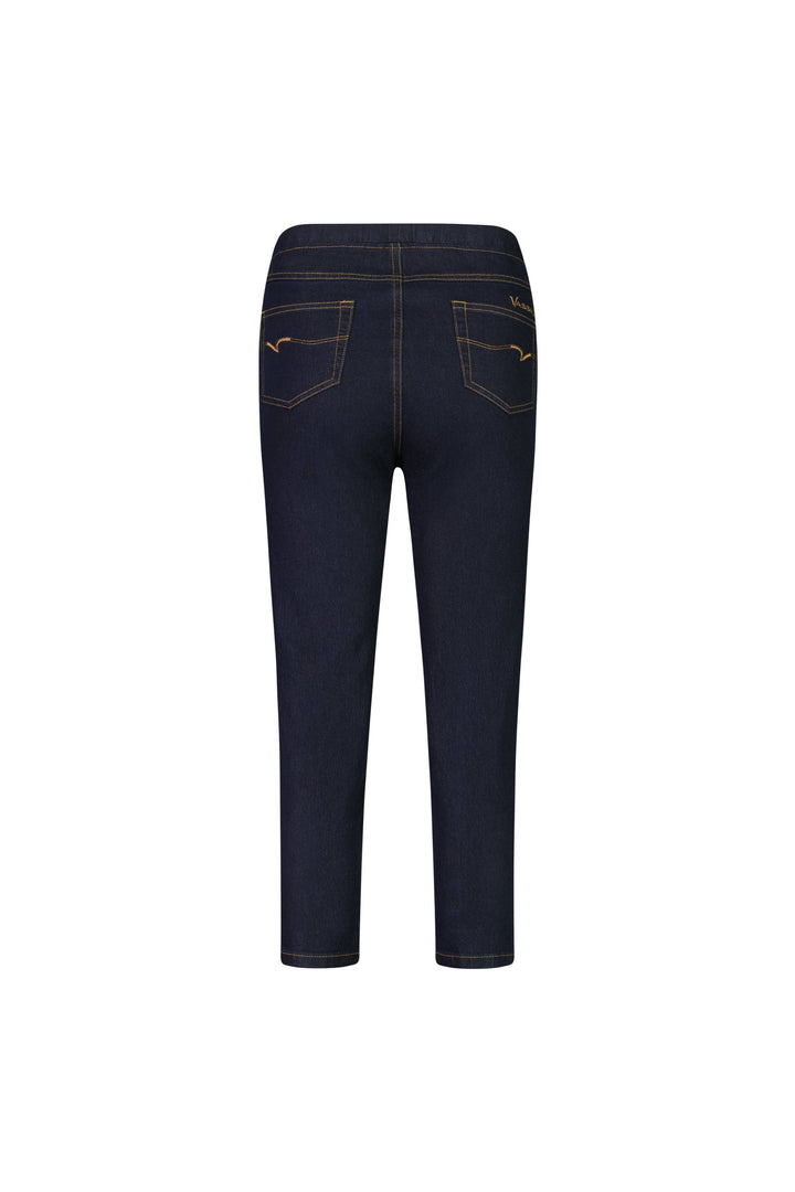 271CS Indigo Denim - Skinny Leg 7/8 Length Contrast Stitch Denim Pull-On - Vassalli