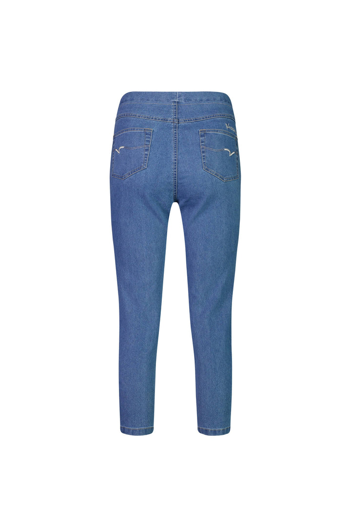271CS Light Denim - Skinny Leg 7/8 Length Contrast Stitch Denim Pull-On - Vassalli