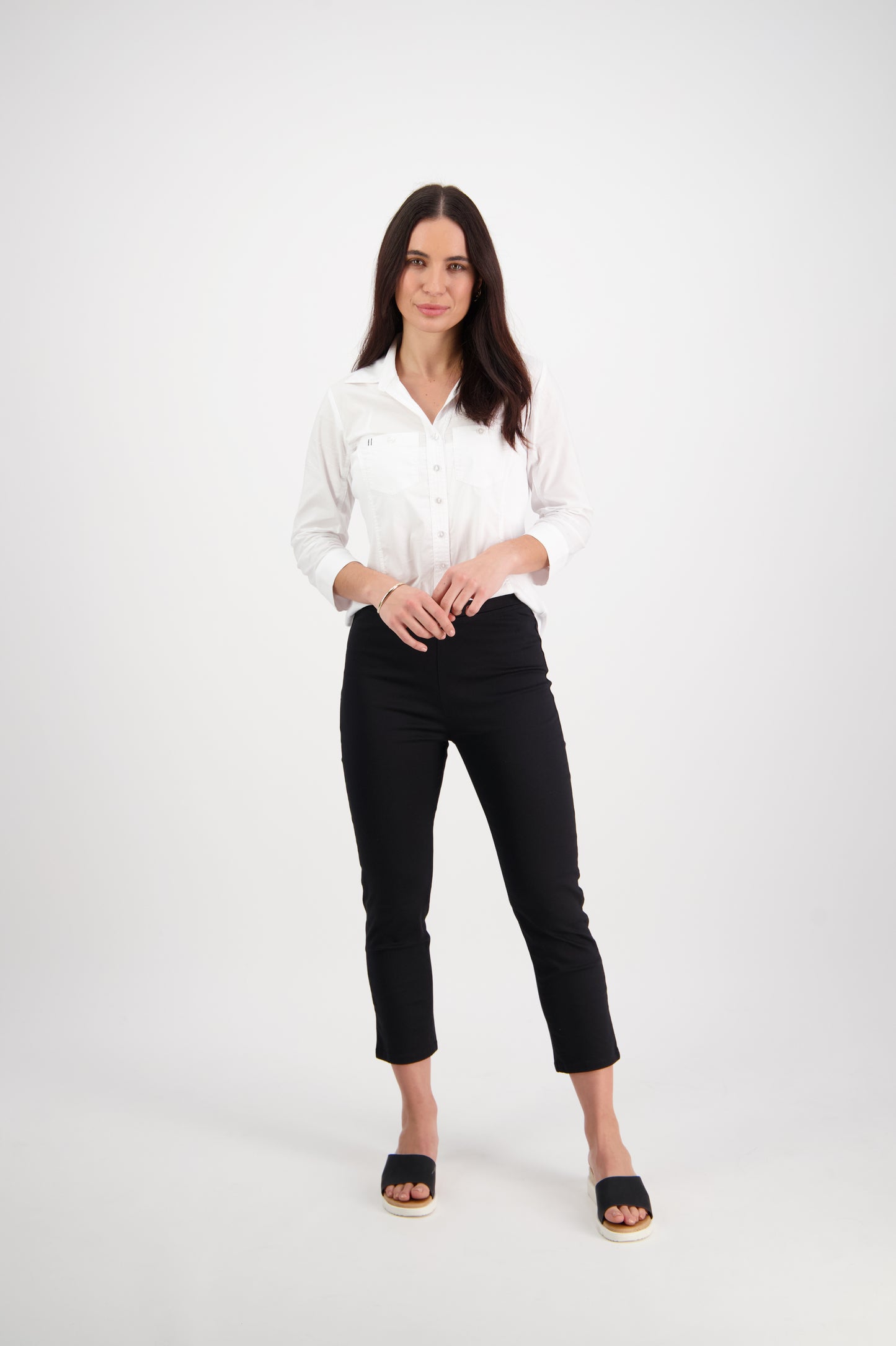 271LW Black - Plain Skinny Leg 7/8 Length Lightweight Pull-On - Vassalli
