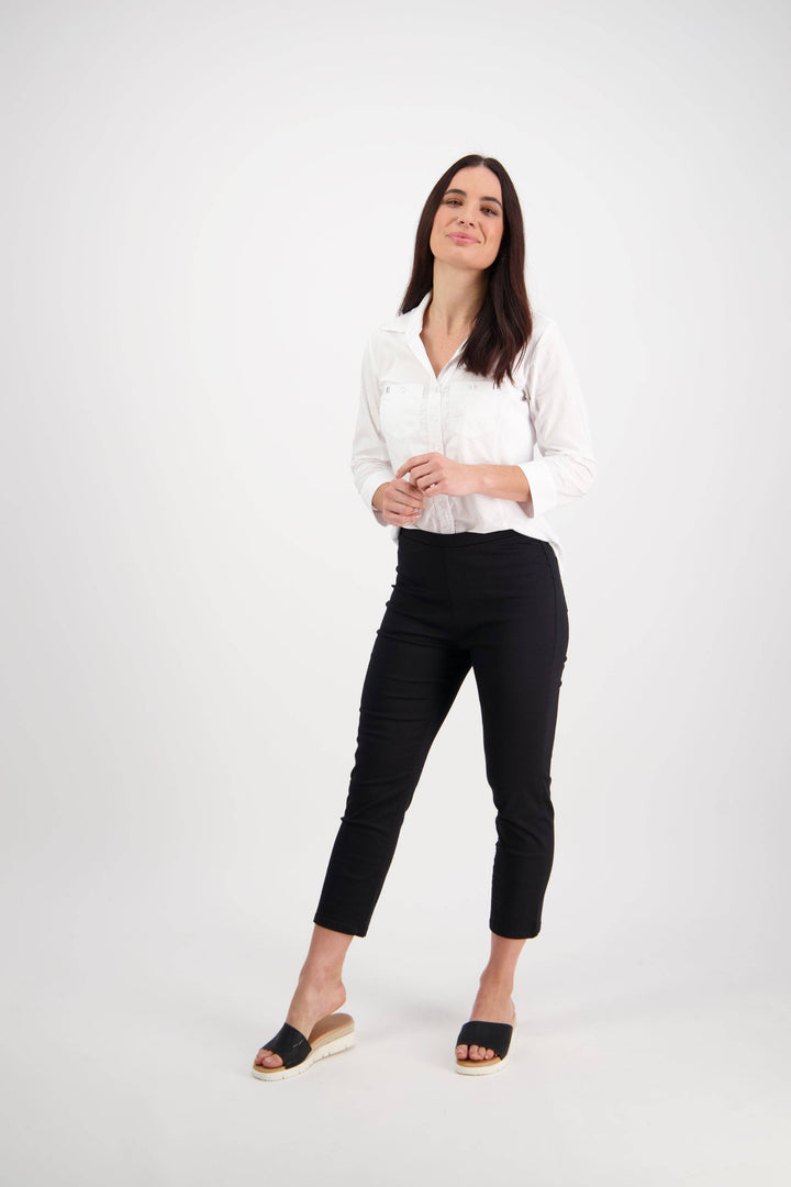 271LW Black - Plain Skinny Leg 7/8 Length Lightweight Pull-On - Vassalli