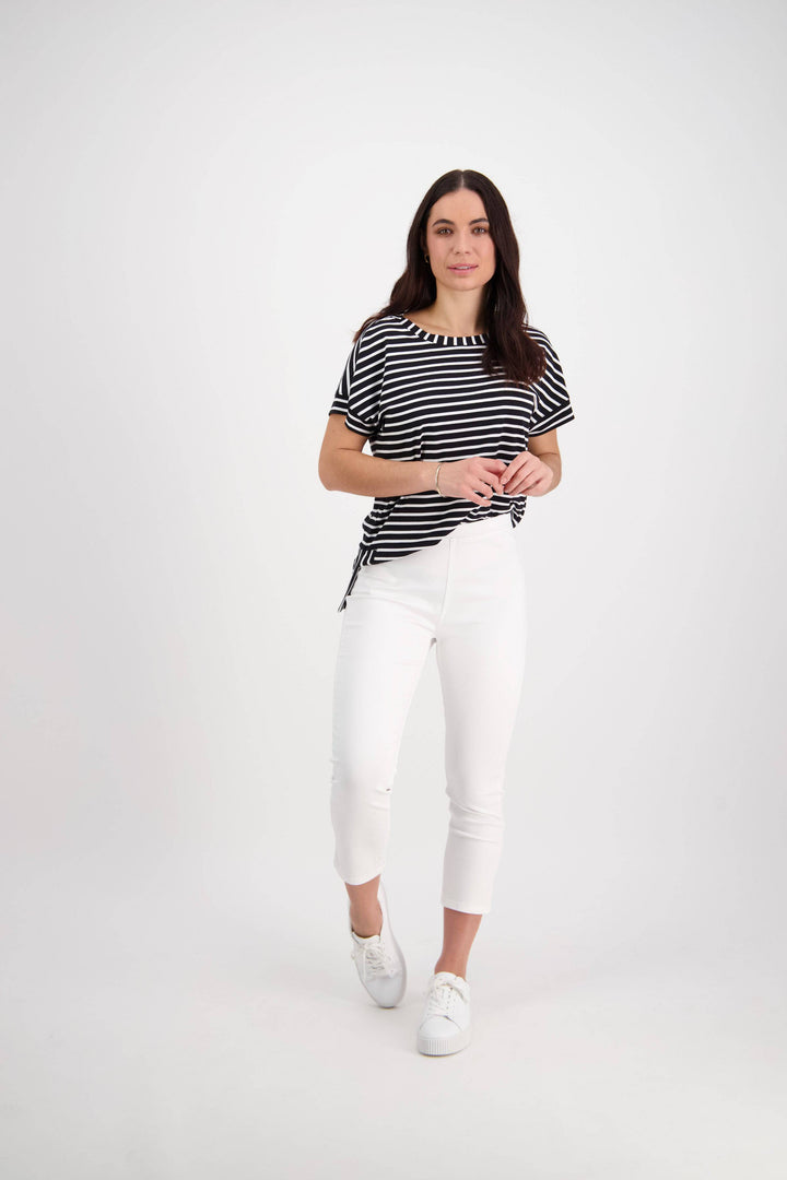 271LW White - Plain Skinny Leg 7/8 Length Lightweight Pull-On - Vassalli