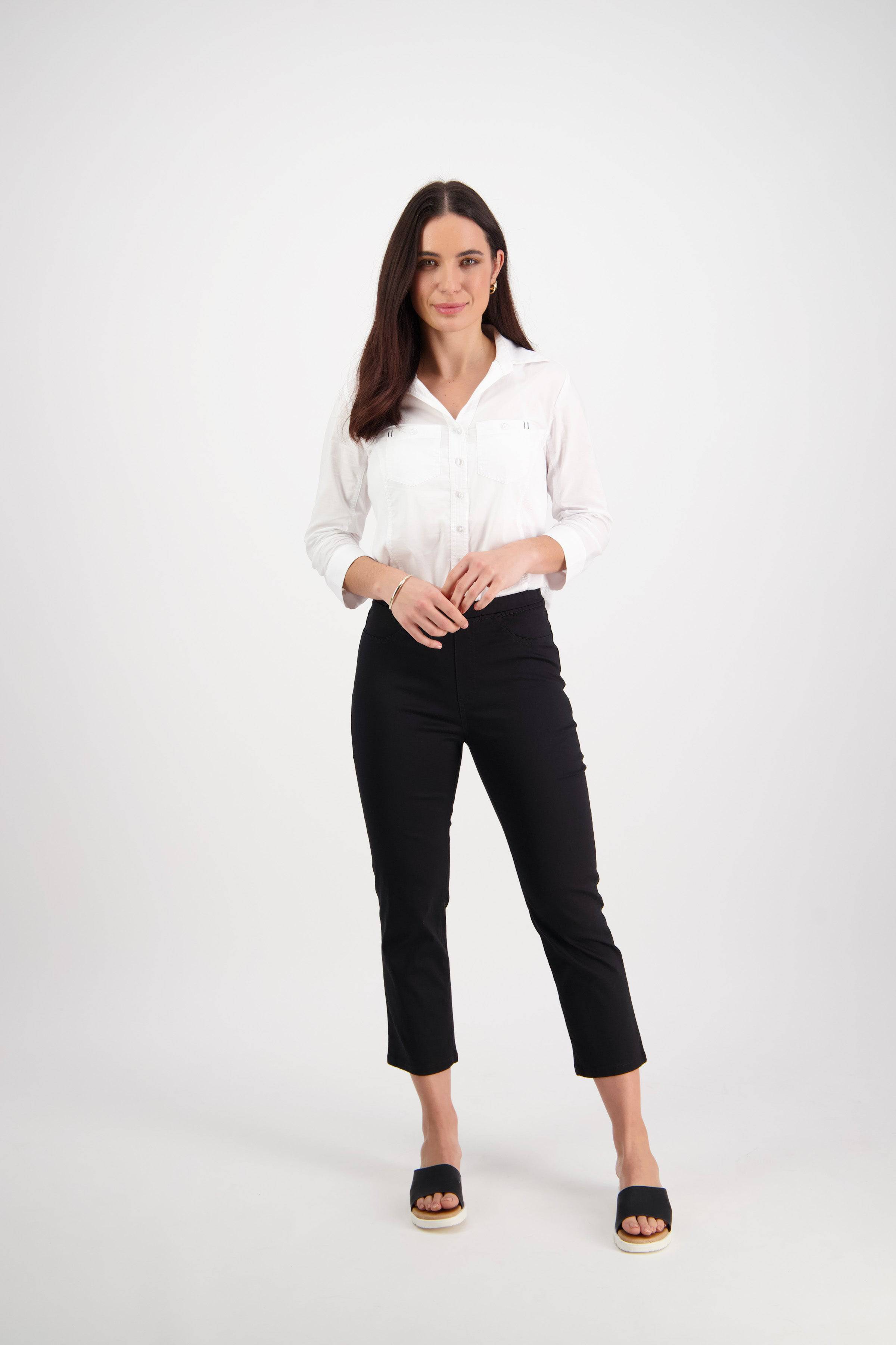 274LW Black - Plain Slim Leg 7/8 Length Lightweight Pull-On - Vassalli