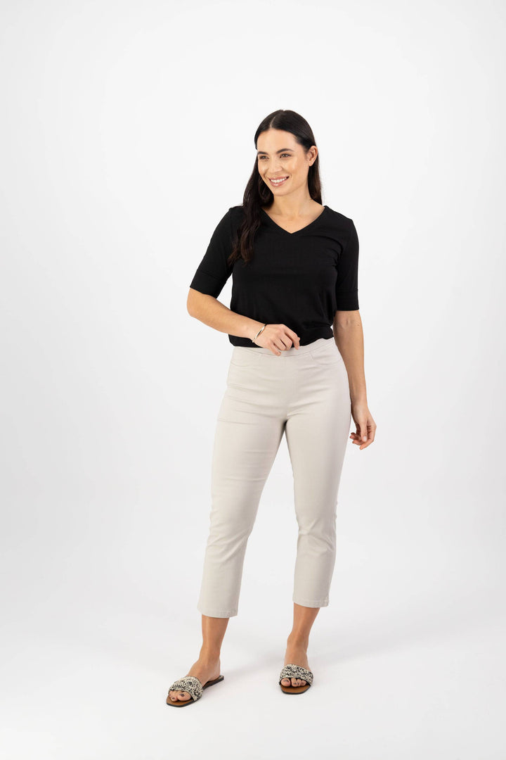 274LW Pumice - Plain Slim Leg 7/8 Length Lightweight Pull-On - Vassalli