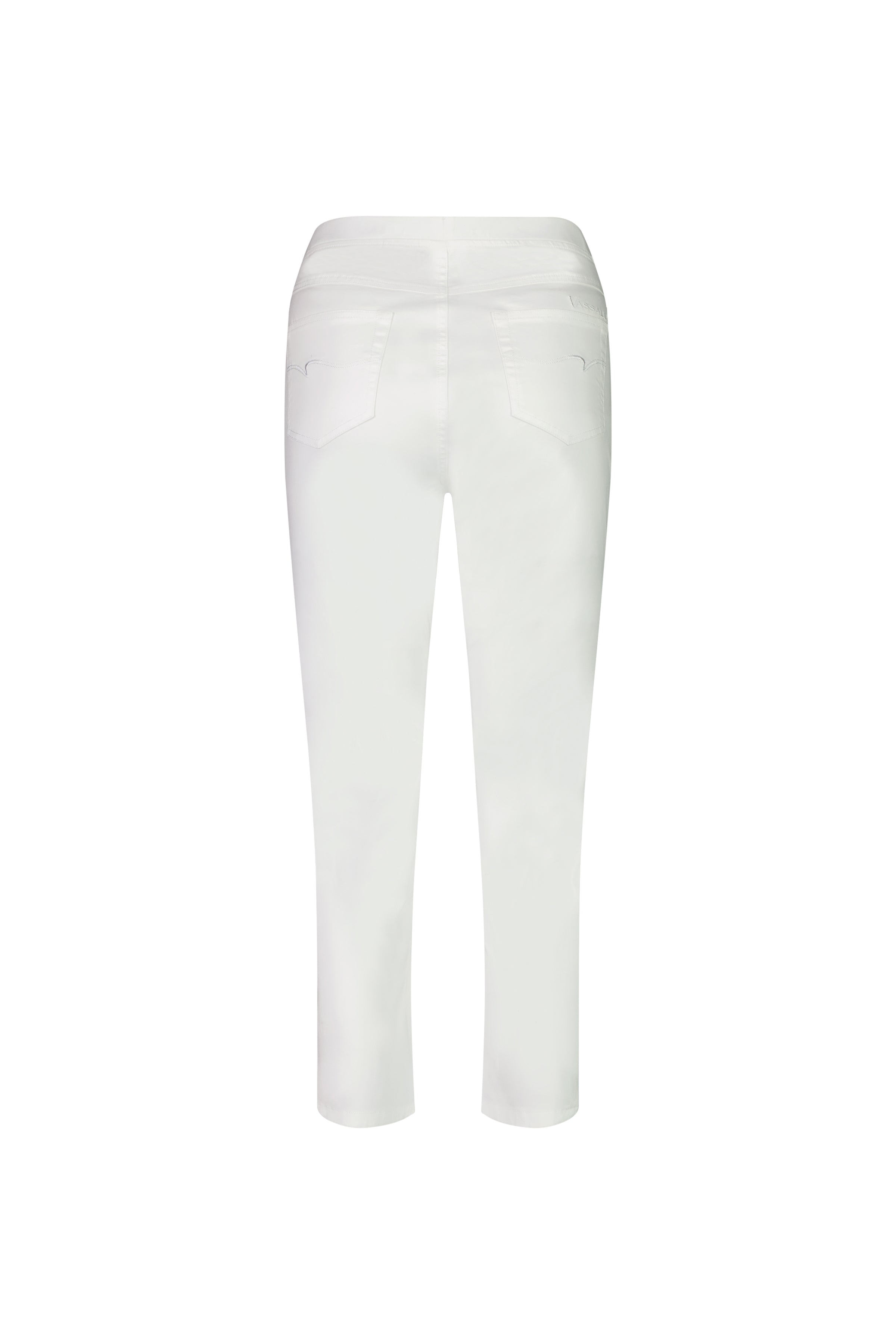 274LW White - Plain Slim Leg 7/8 Length Lightweight Pull-On - Vassalli