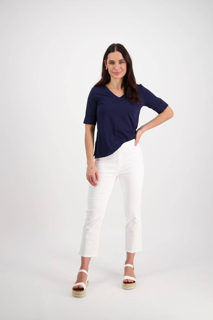 274LW White - Plain Slim Leg 7/8 Length Lightweight Pull-On - Vassalli
