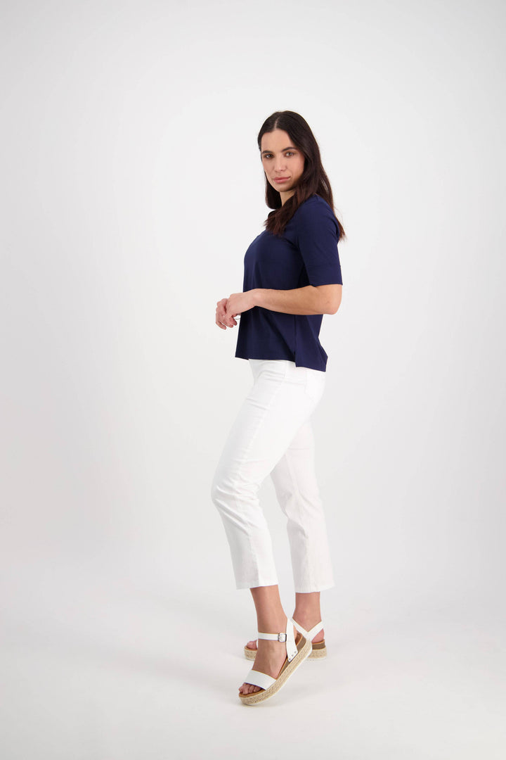 274LW White - Plain Slim Leg 7/8 Length Lightweight Pull-On - Vassalli