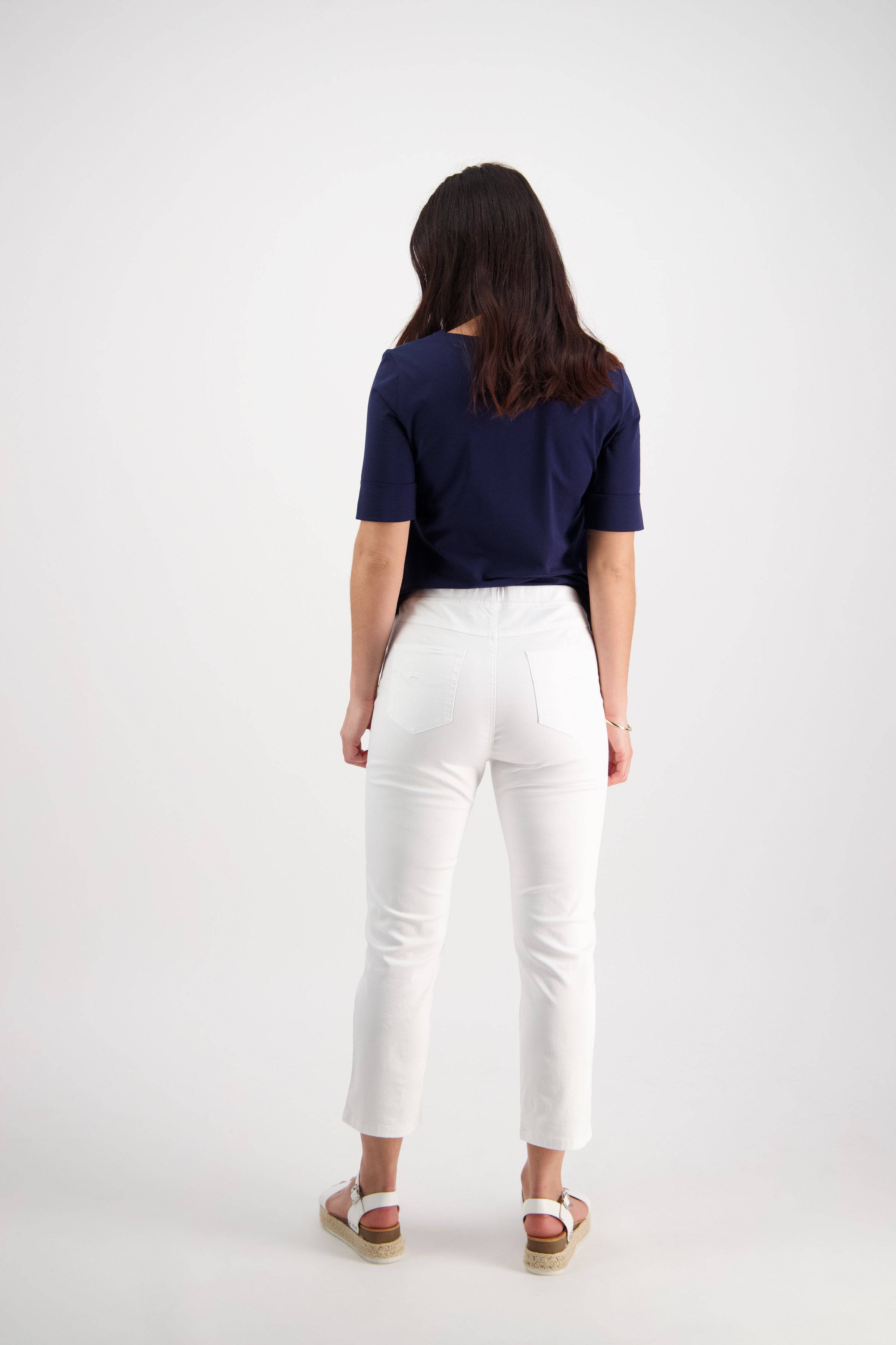 274LW White - Plain Slim Leg 7/8 Length Lightweight Pull-On - Vassalli