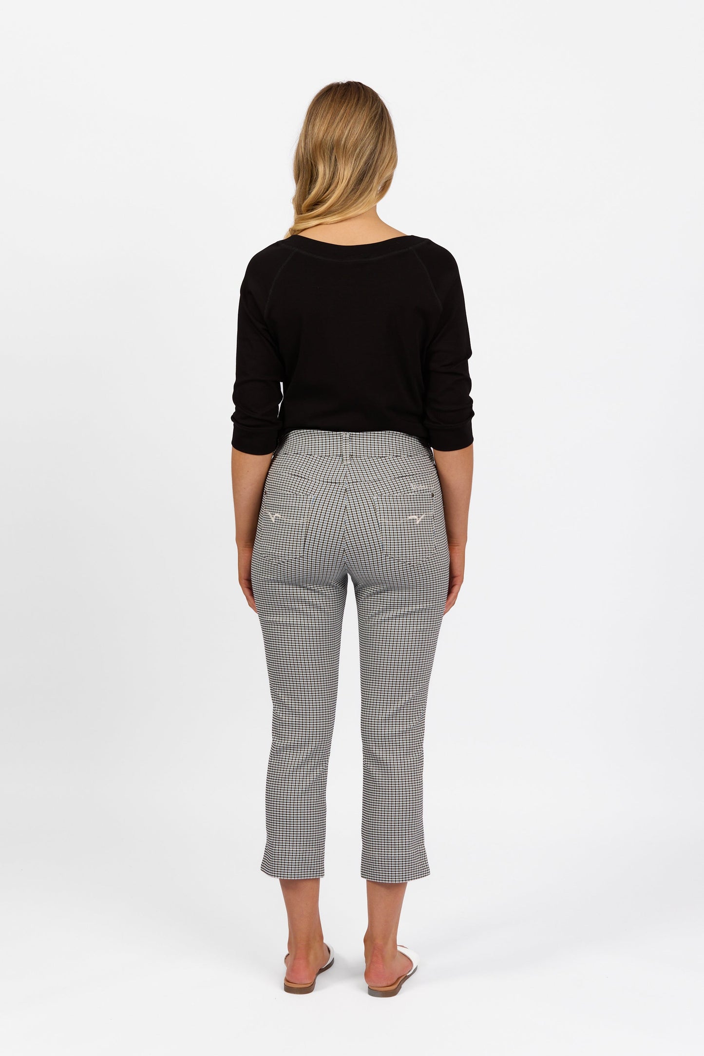 297 Check - Slim Leg 7/8 Pull On Pant with Full Elastic Waistband - Vassalli