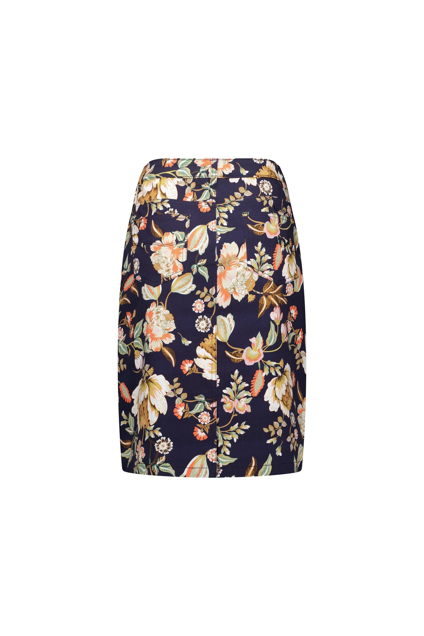 372AV Freya - Printed Lightweight Skirt with Centre Back Vent - Vassalli