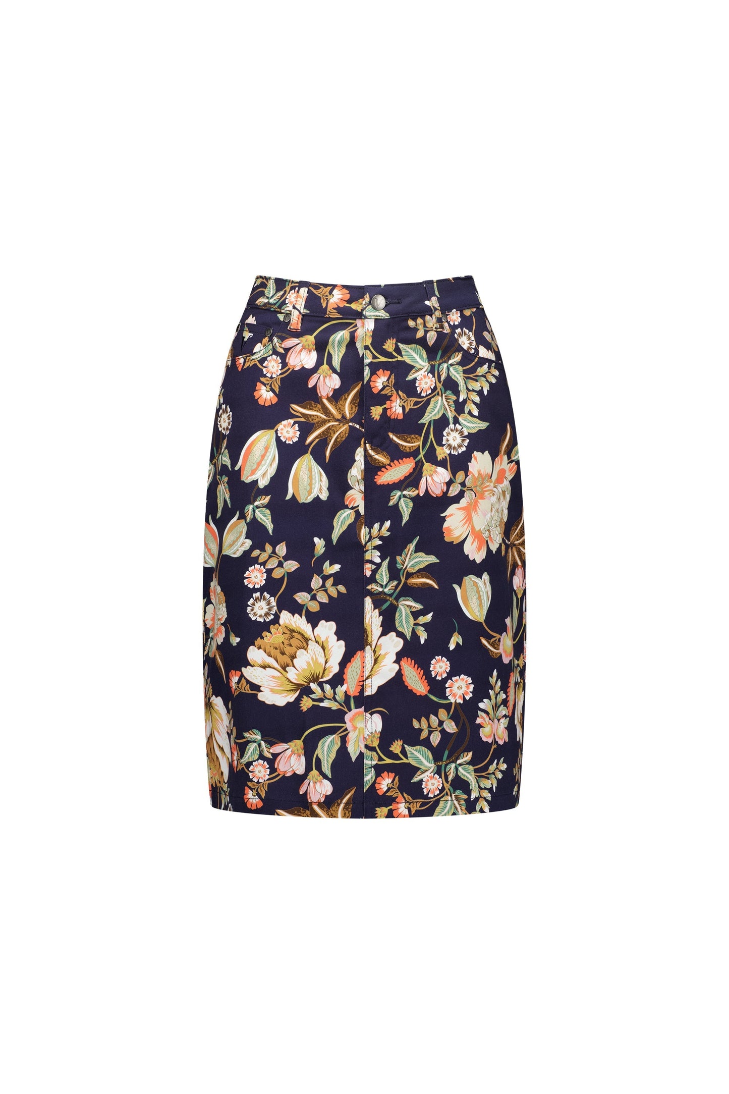 372AV Freya - Printed Lightweight Skirt with Centre Back Vent - Vassalli