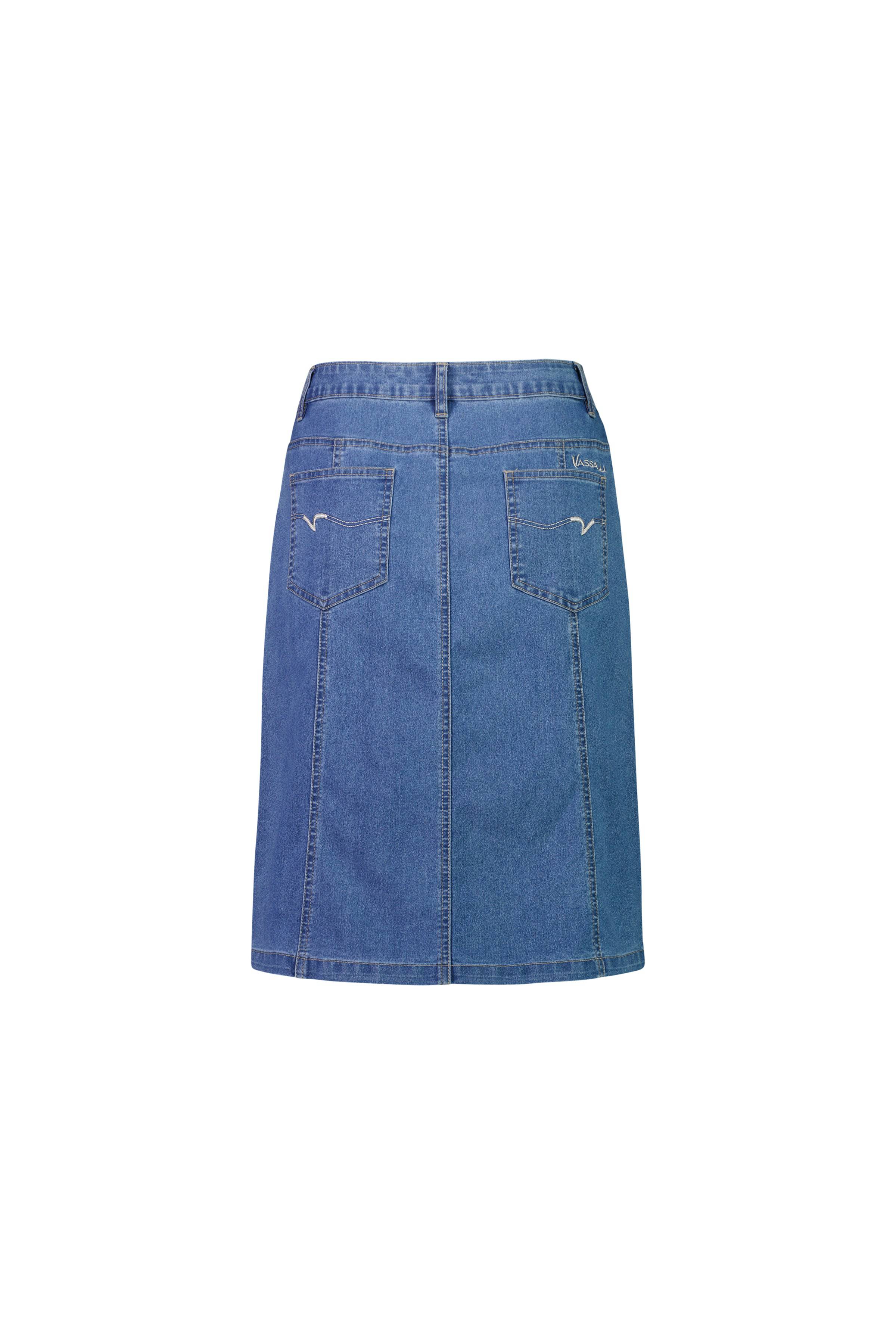372CS Light Denim - Contrast Stitch Denim Skirt - Vassalli