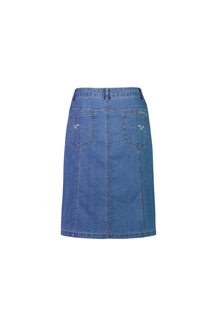 372CS Light Denim - Contrast Stitch Denim Skirt - Vassalli