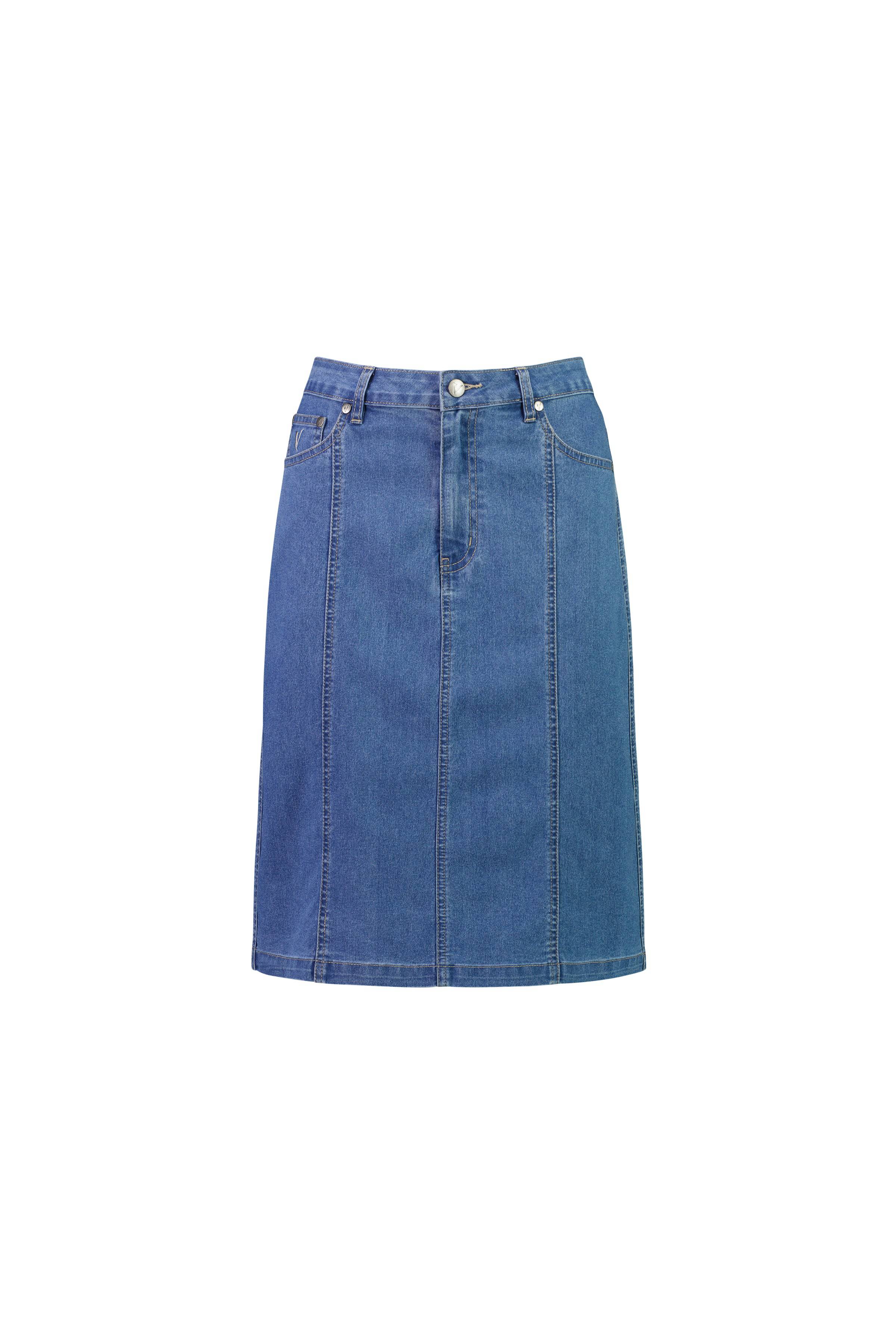 372CS Light Denim - Contrast Stitch Denim Skirt - Vassalli