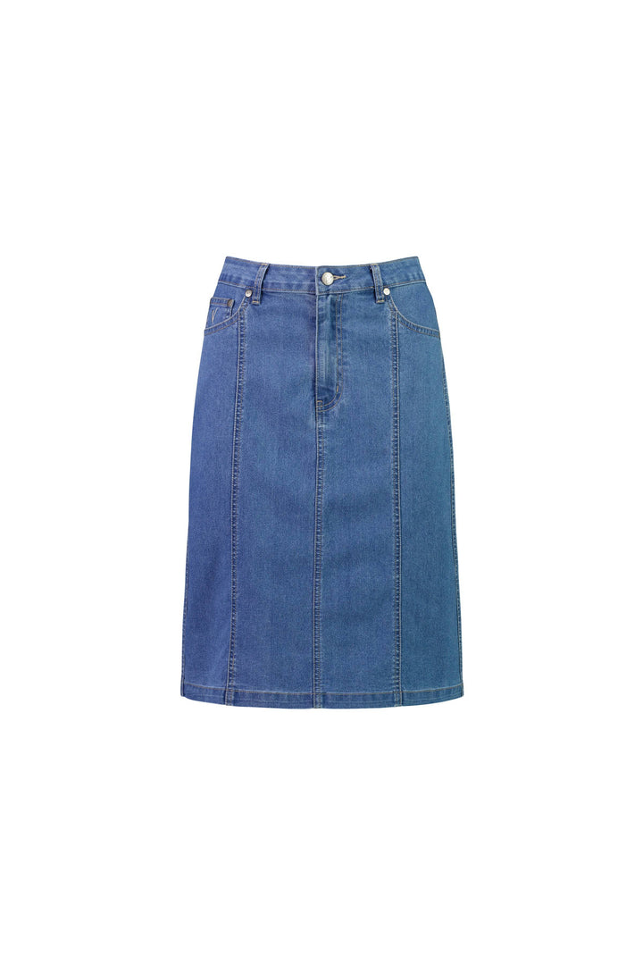 372CS Light Denim - Contrast Stitch Denim Skirt - Vassalli
