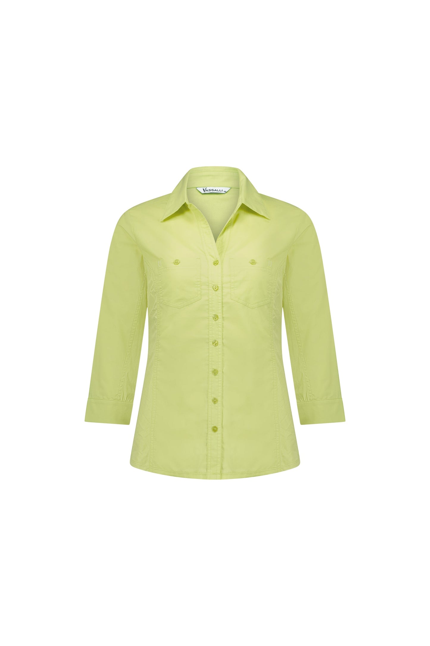 4032 Apple - Plain Button-Up Shirt with Rib Panels - Vassalli