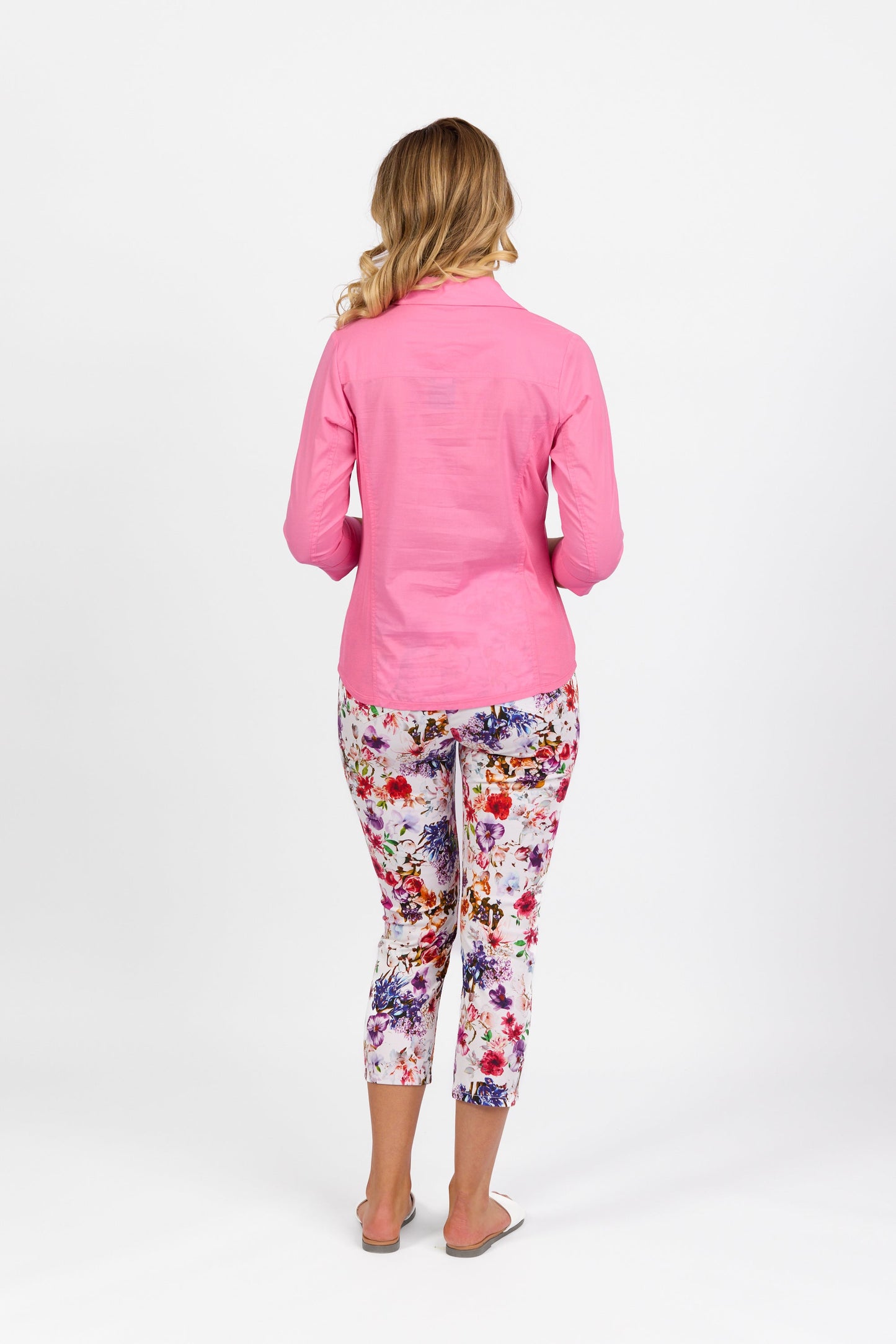 4032 Flamingo - Plain Button Up Shirt with Rib Panels