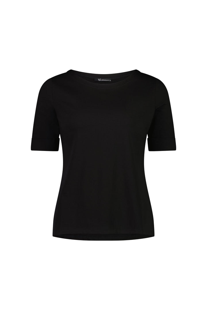 4262 Black - Boat Neck Top - Vassalli
